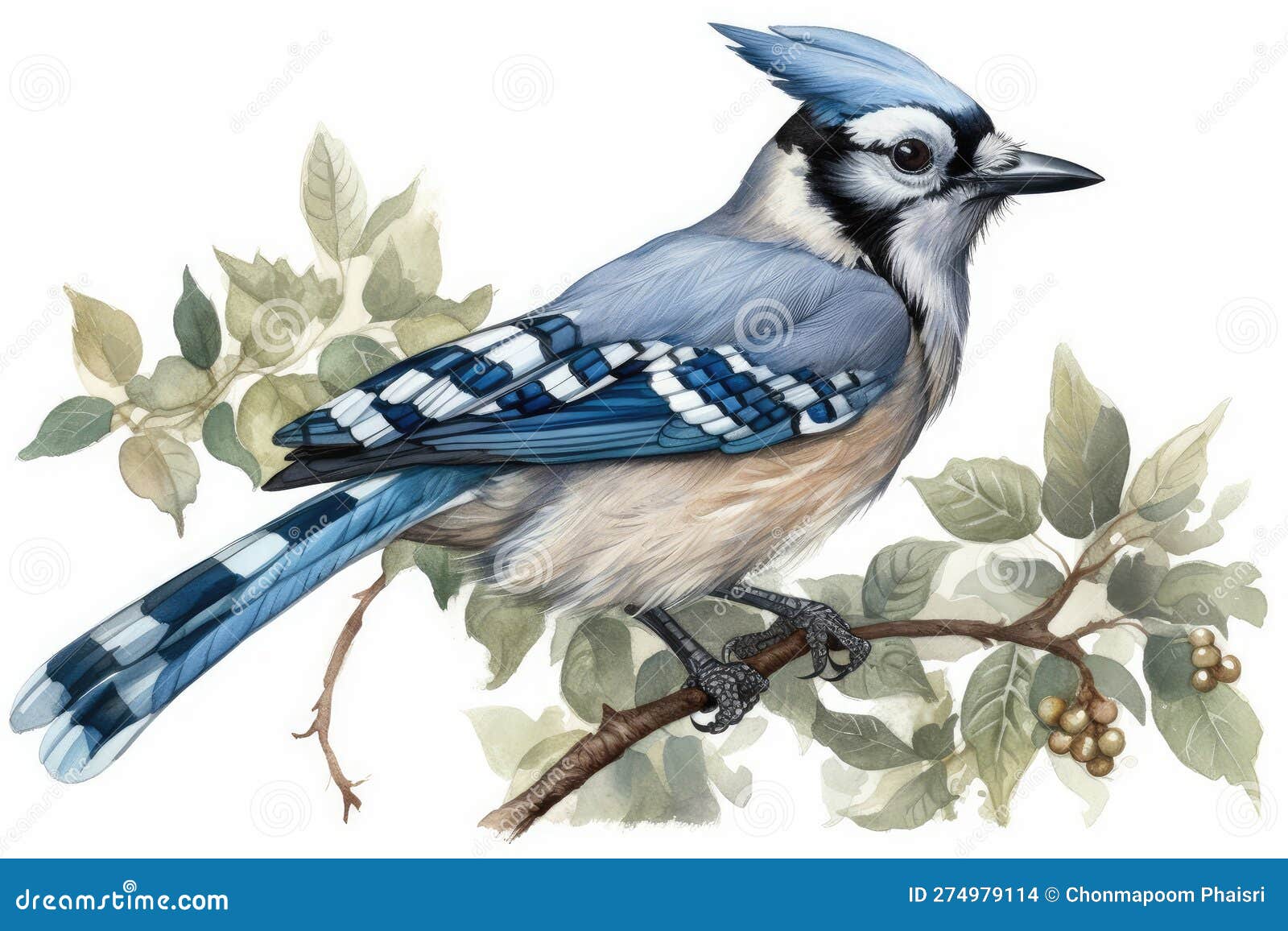 realistic blue jay drawing