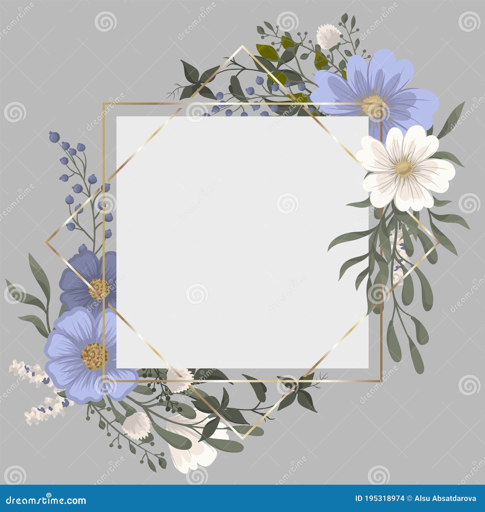 Floral Border Background - Light Blue Flowers Stock Vector - Illustration  of design, awesome: 195318974