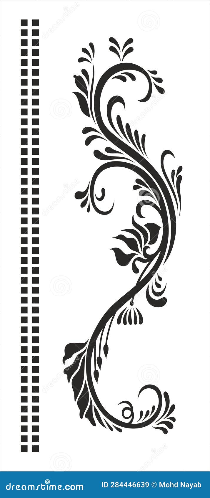Floral Border Glass Design Sandblasting Acid Etching Vector Stock