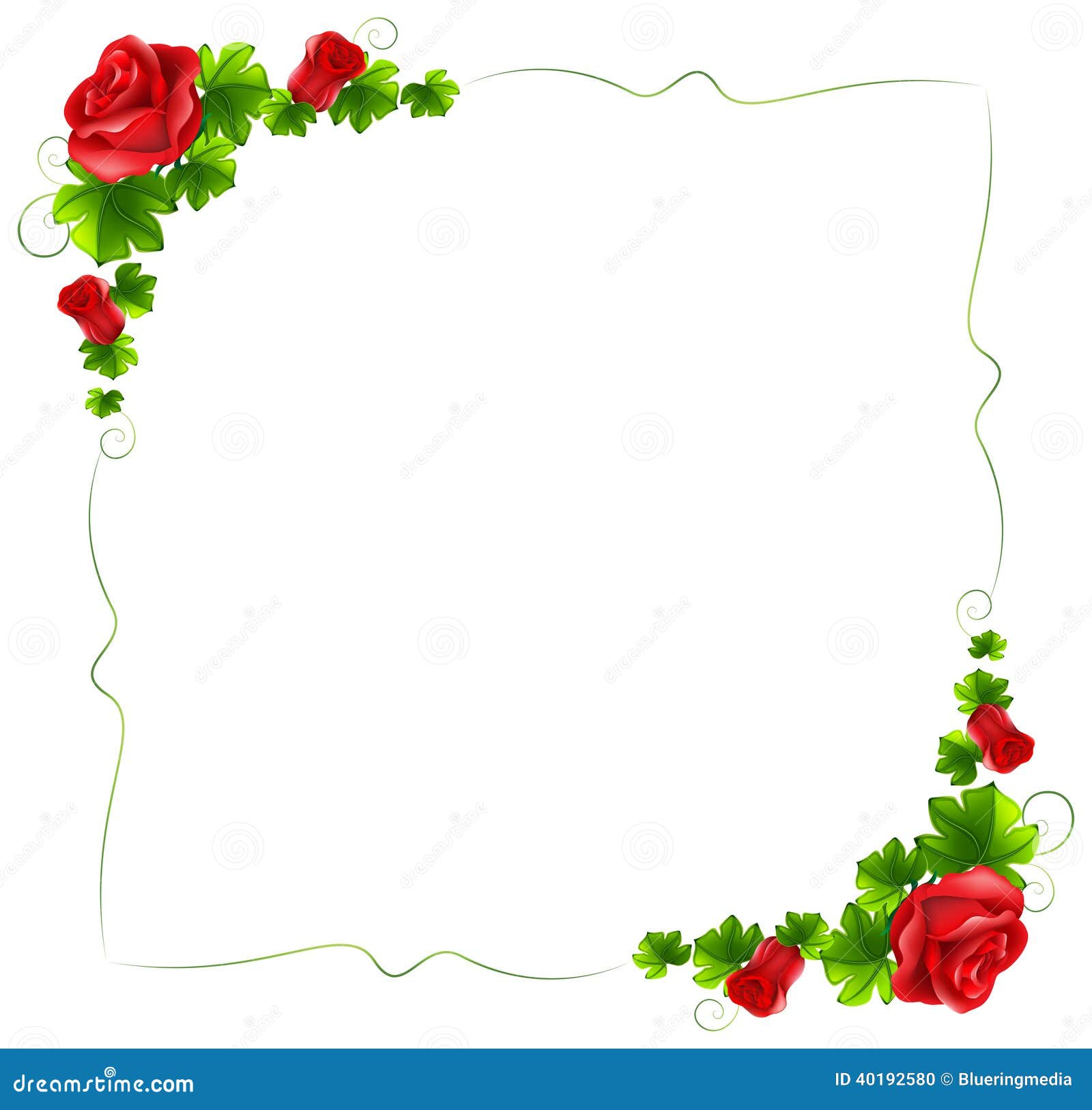 A Floral Border With Red Roses Stock Vector - Image: 40192580