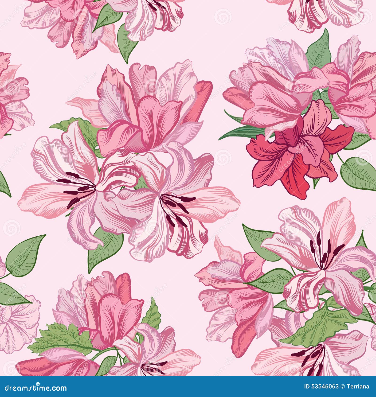 Floral Border Seamless Flower Bouquet Background Stock Illustration Illustration Of Lily Daisy 53546063