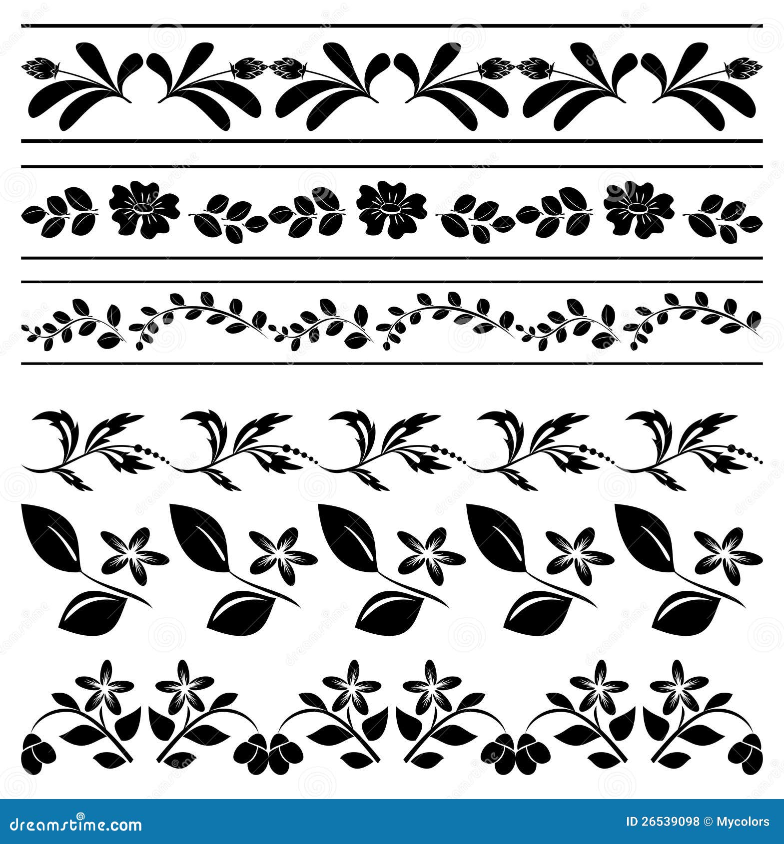 floral borders - black tracery - 