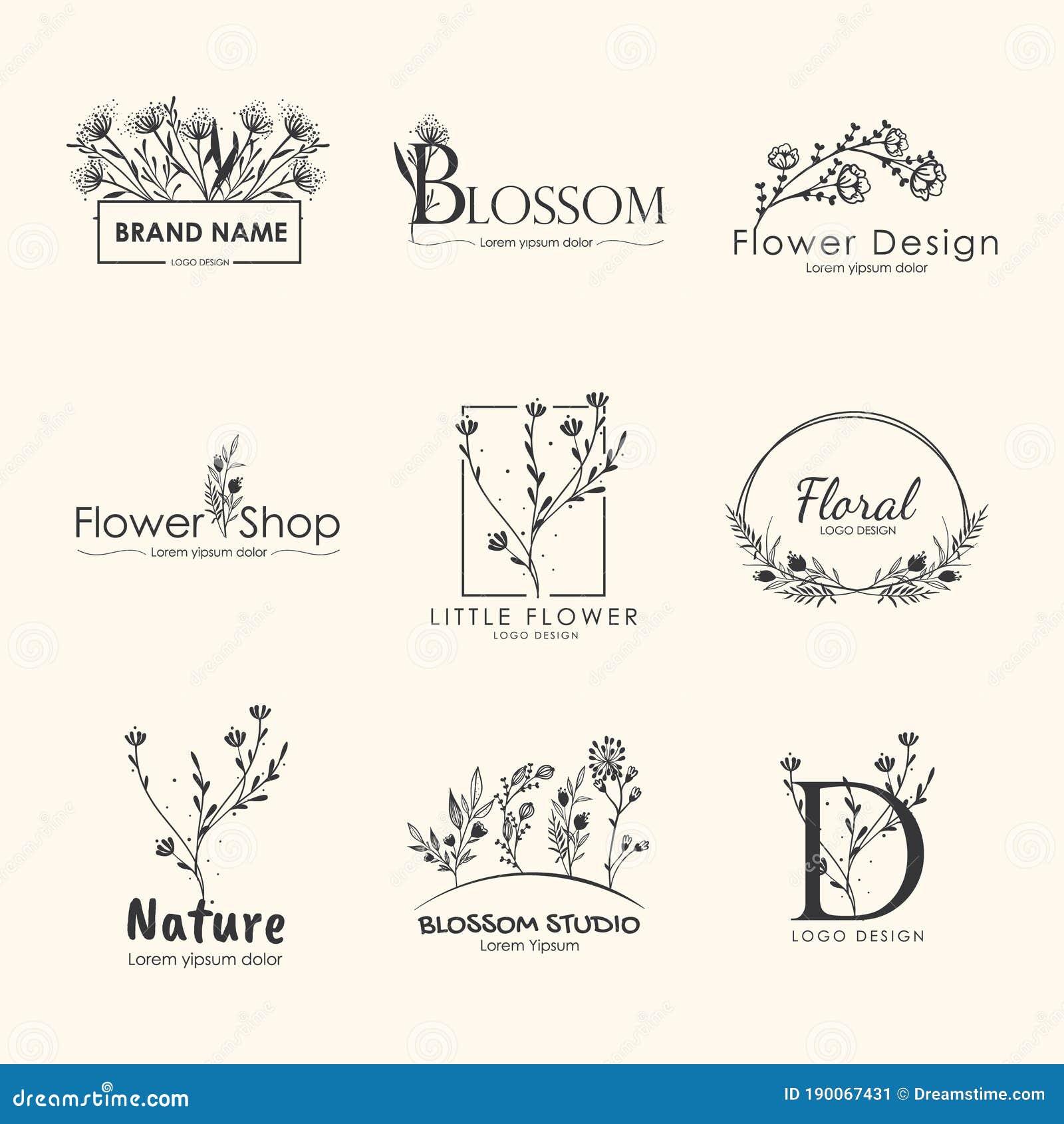 Floral Brands and Logo Designs. Stock Vector - Illustration of nature,  template: 190067431