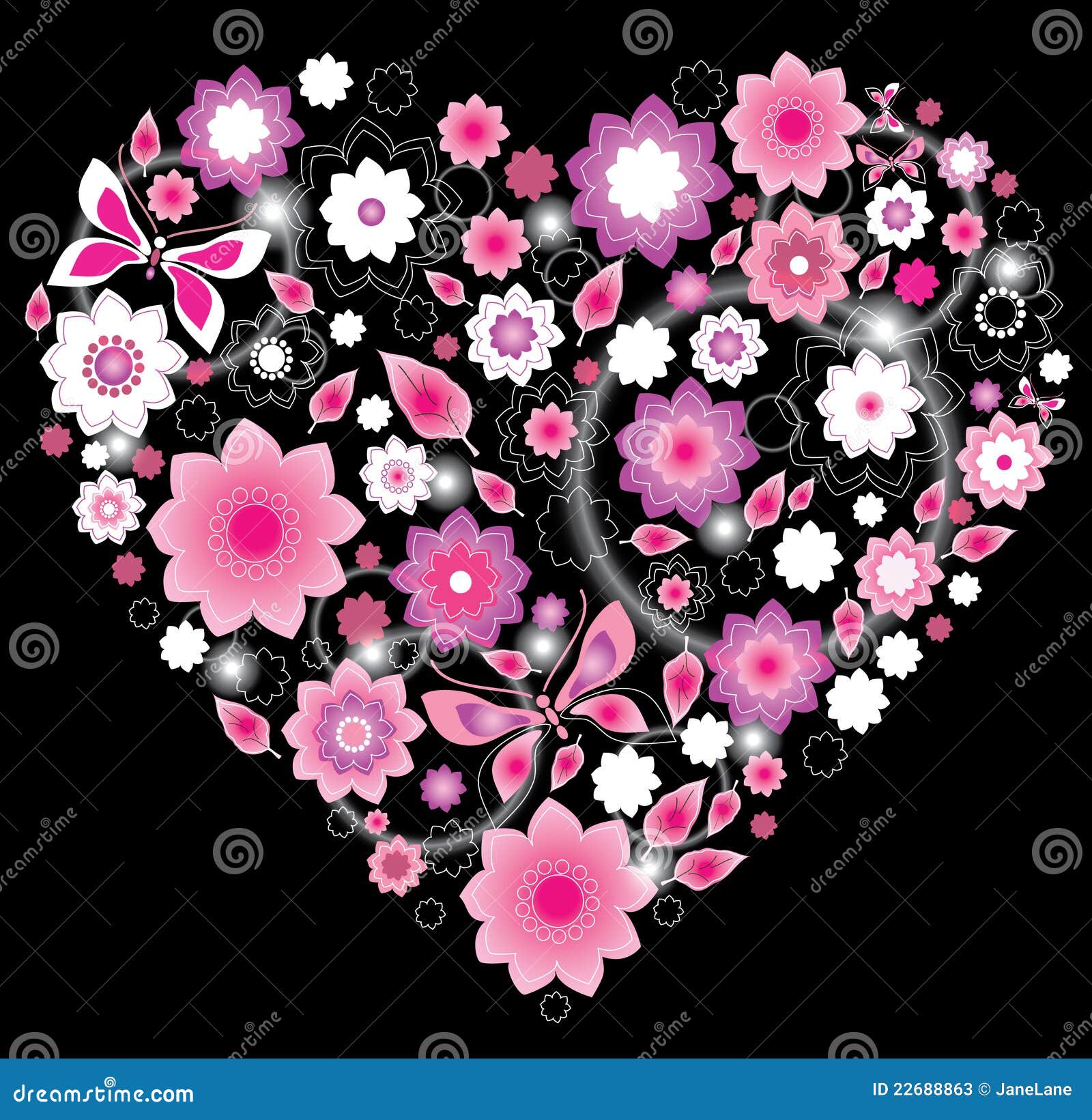 Floral Bright Pink Heart Stock Photos - Image: 22688863