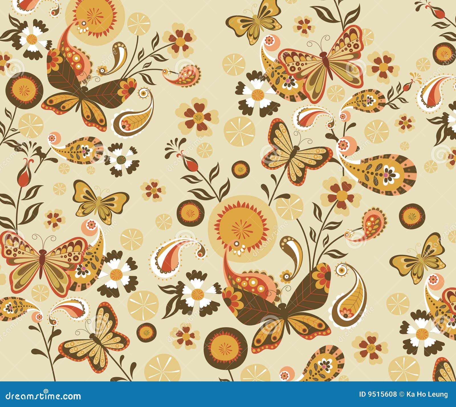 Floral and Butterfly Pattern Stock Vector Illustration of flower