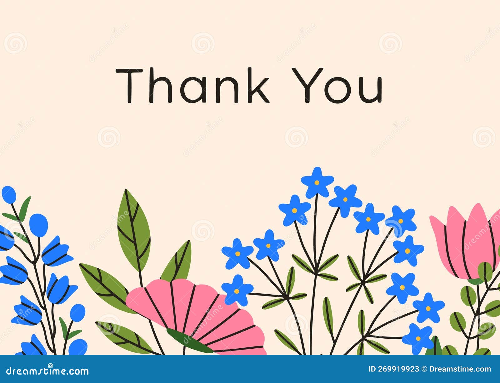 Floral Card Background. Spring Delicate Flowers on Thanking Gratitude ...