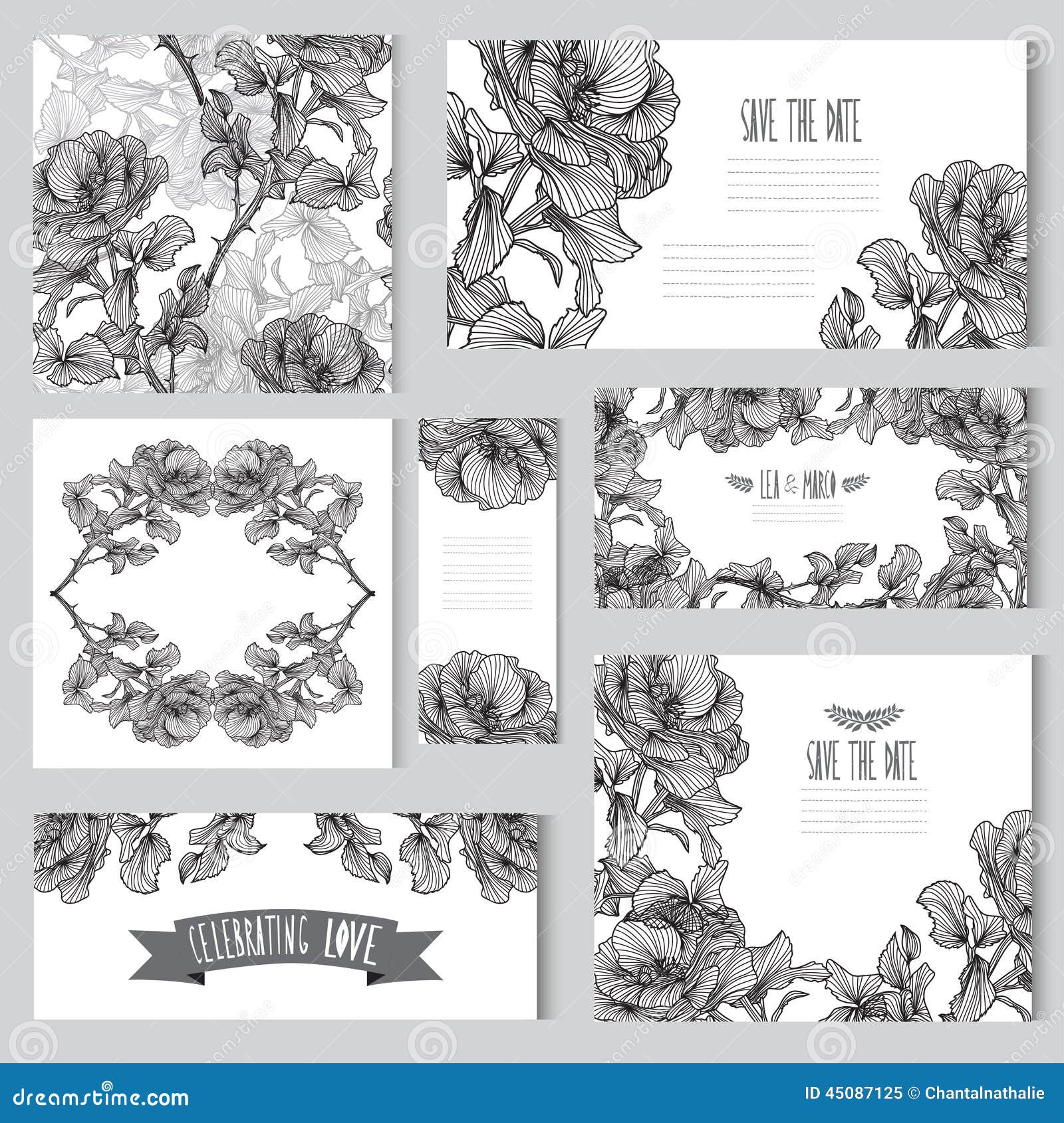 Floral cards set stock vector. Illustration of baby, element - 45087125