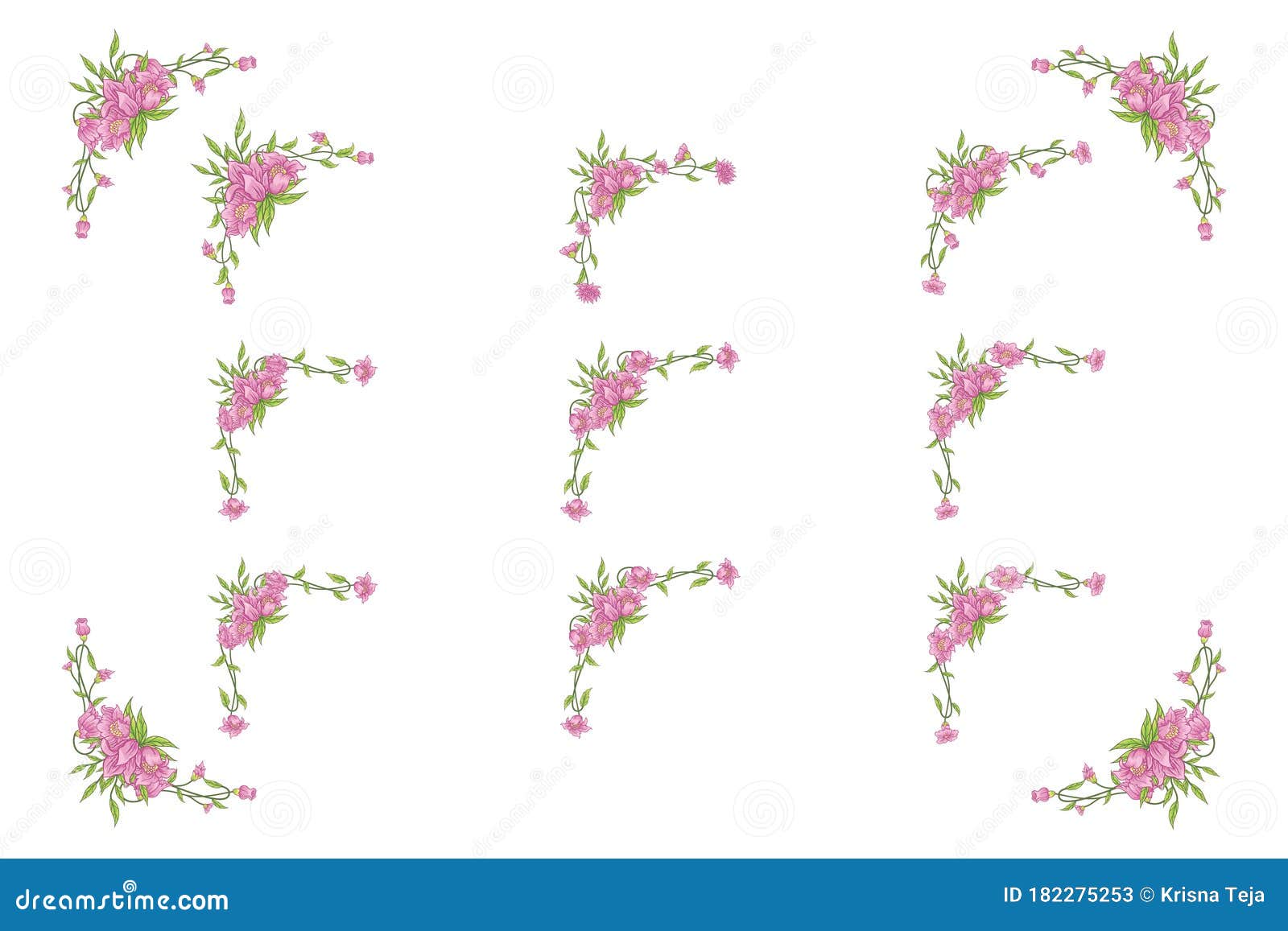 floral vintage hand drawn wedding  ornaments frames