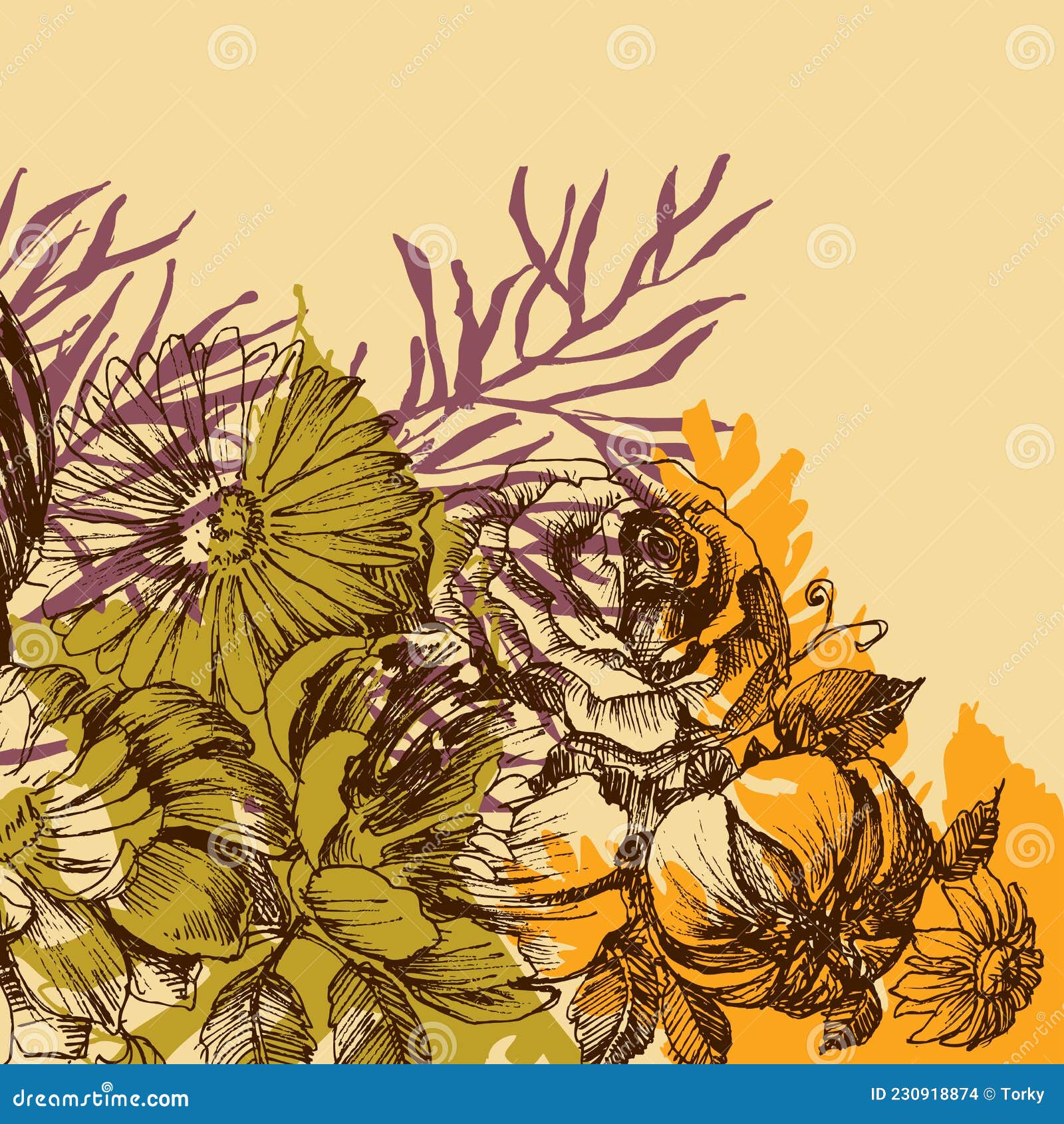 Floral corner decoration stock vector. Illustration of daisy - 230918874