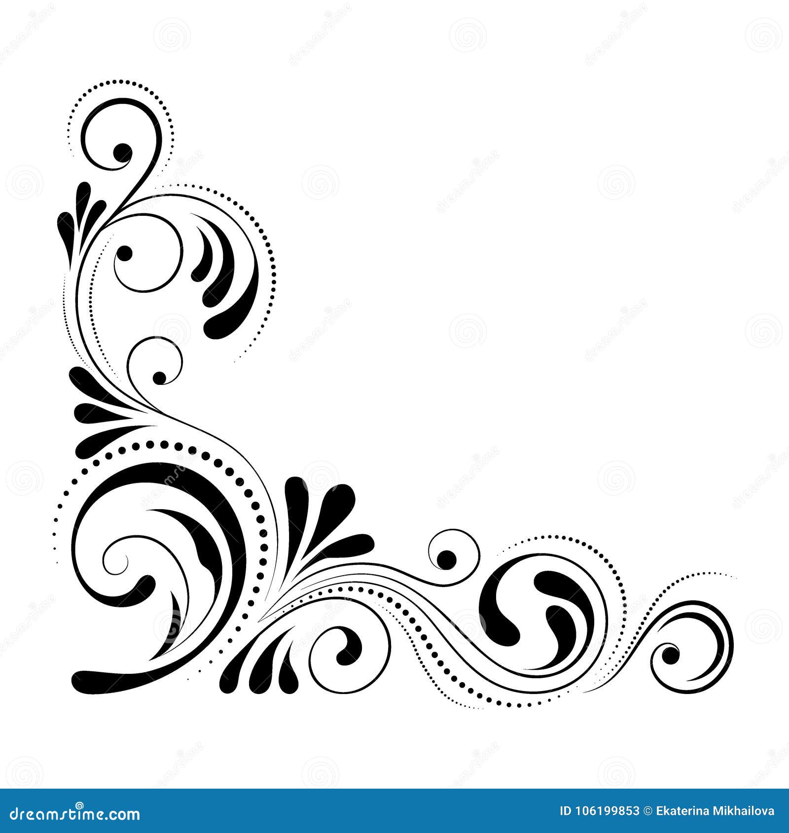 Download Floral Corner Design. Swirl Ornament Isolated On White ...