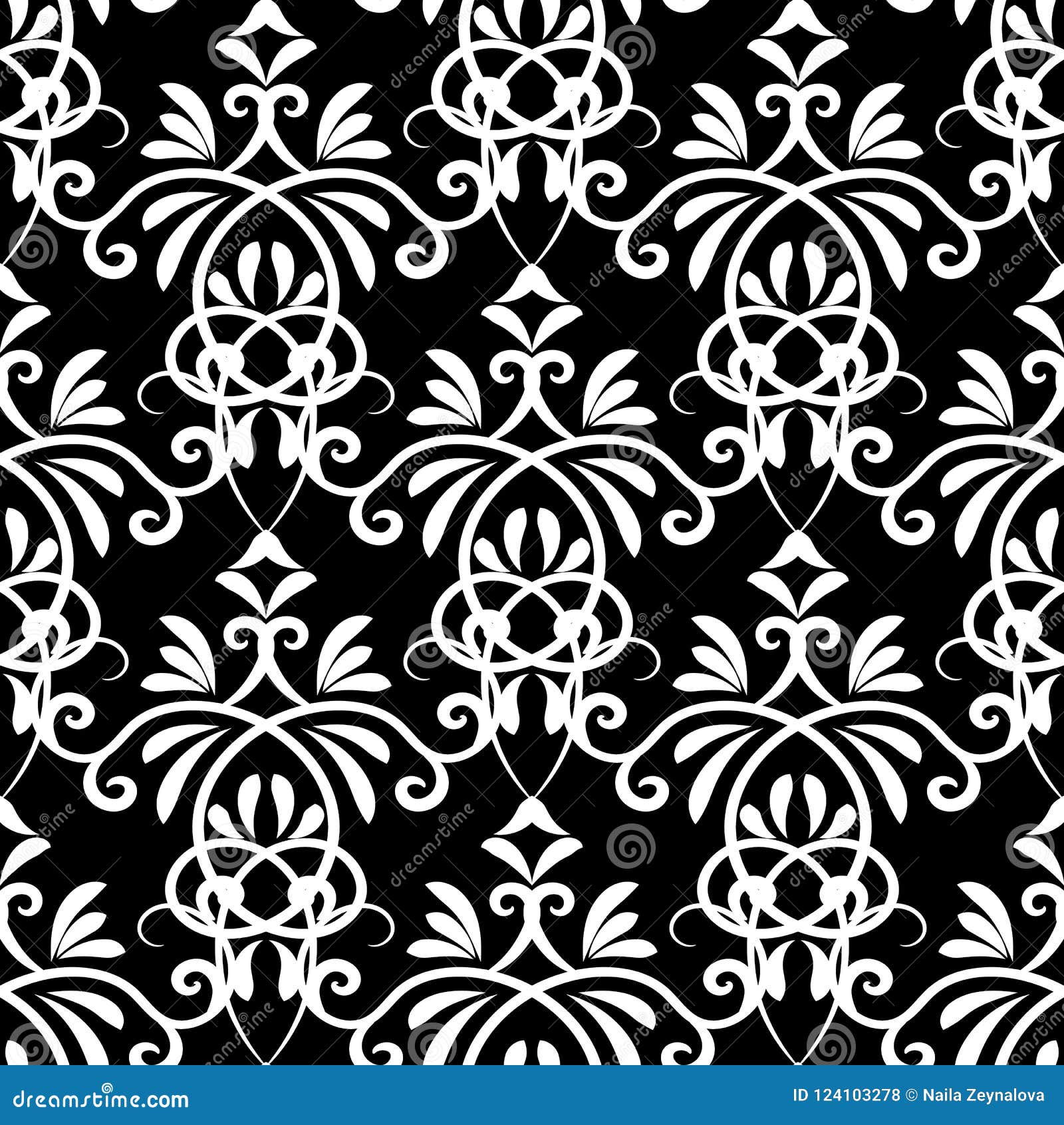 Download Floral Damask Vector Seamless Pattern. Stock Vector ...