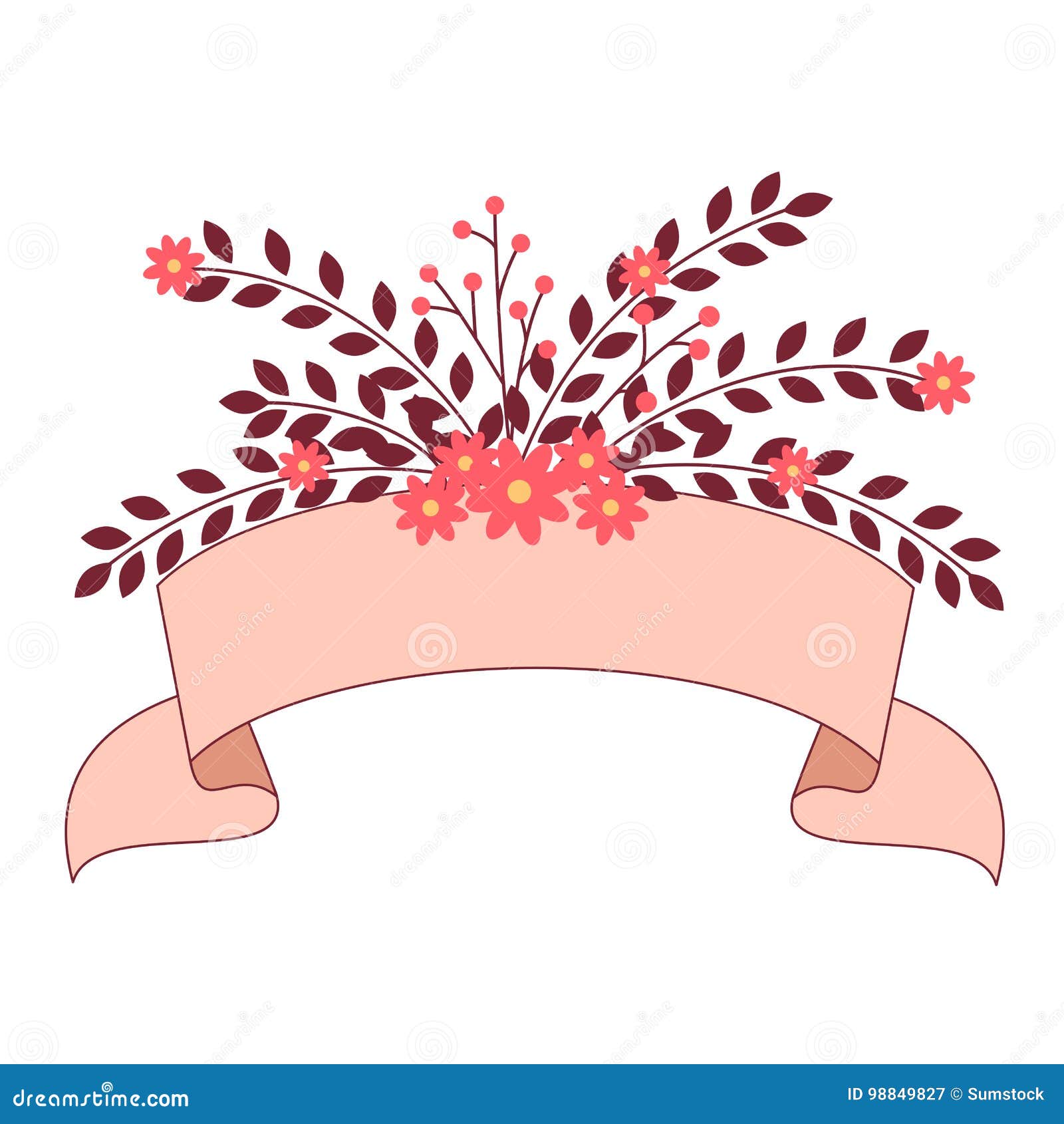 Floral decorative ribbon stock vector. Illustration of isolated 98849827
