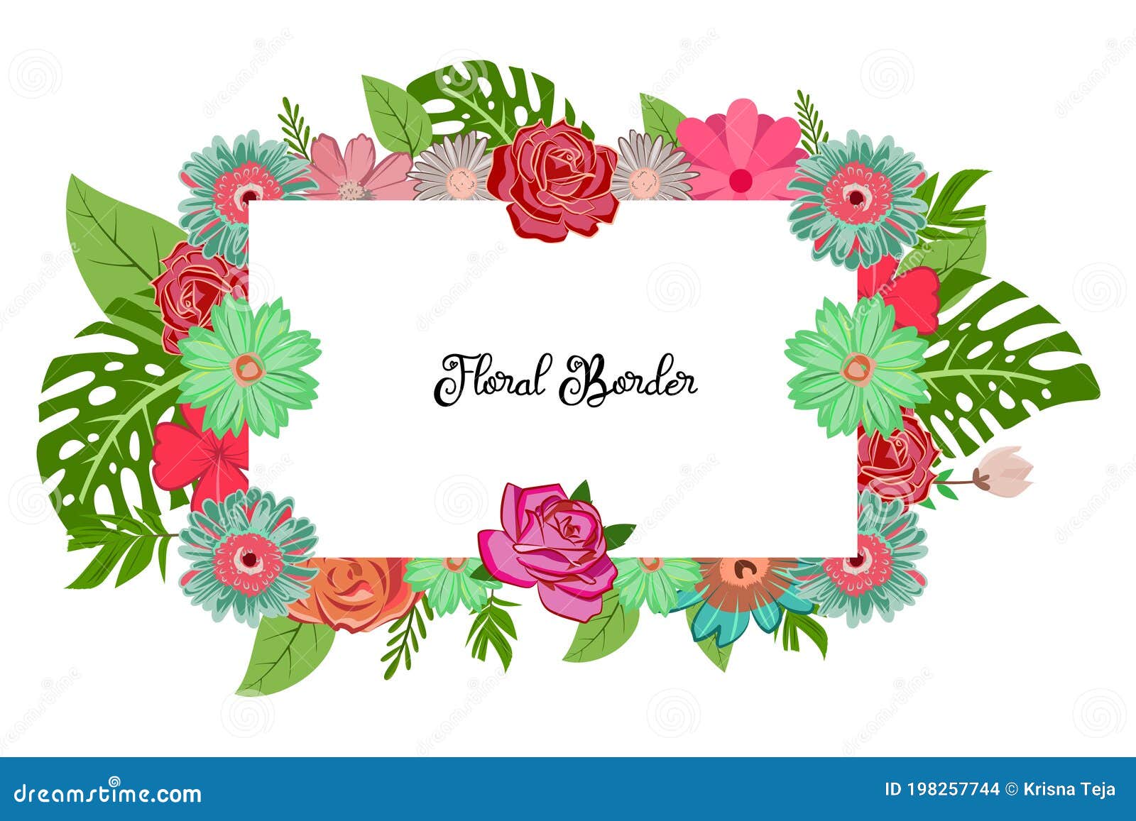 Floral Design Border Ornament for Wedding Invitation Stock Vector ...