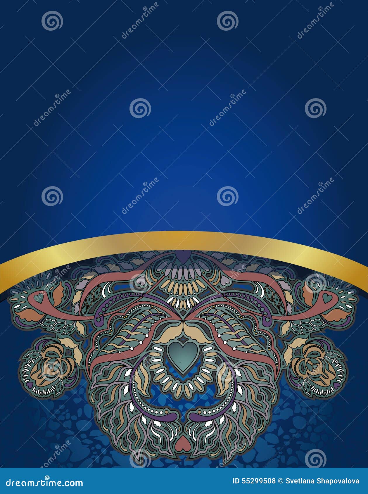 Floral Design on Dark Blue Background Stock Vector Illustration of