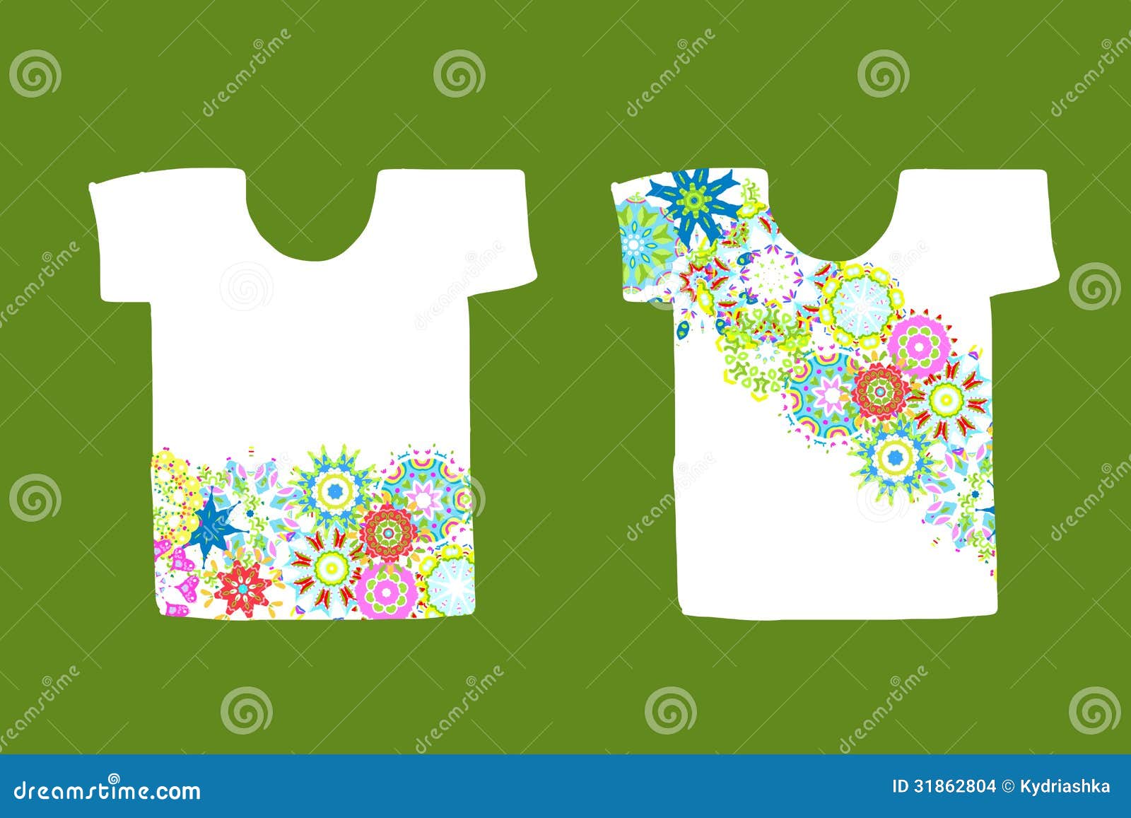 Floral Design on White T-shirt Stock Vector - Illustration of ...