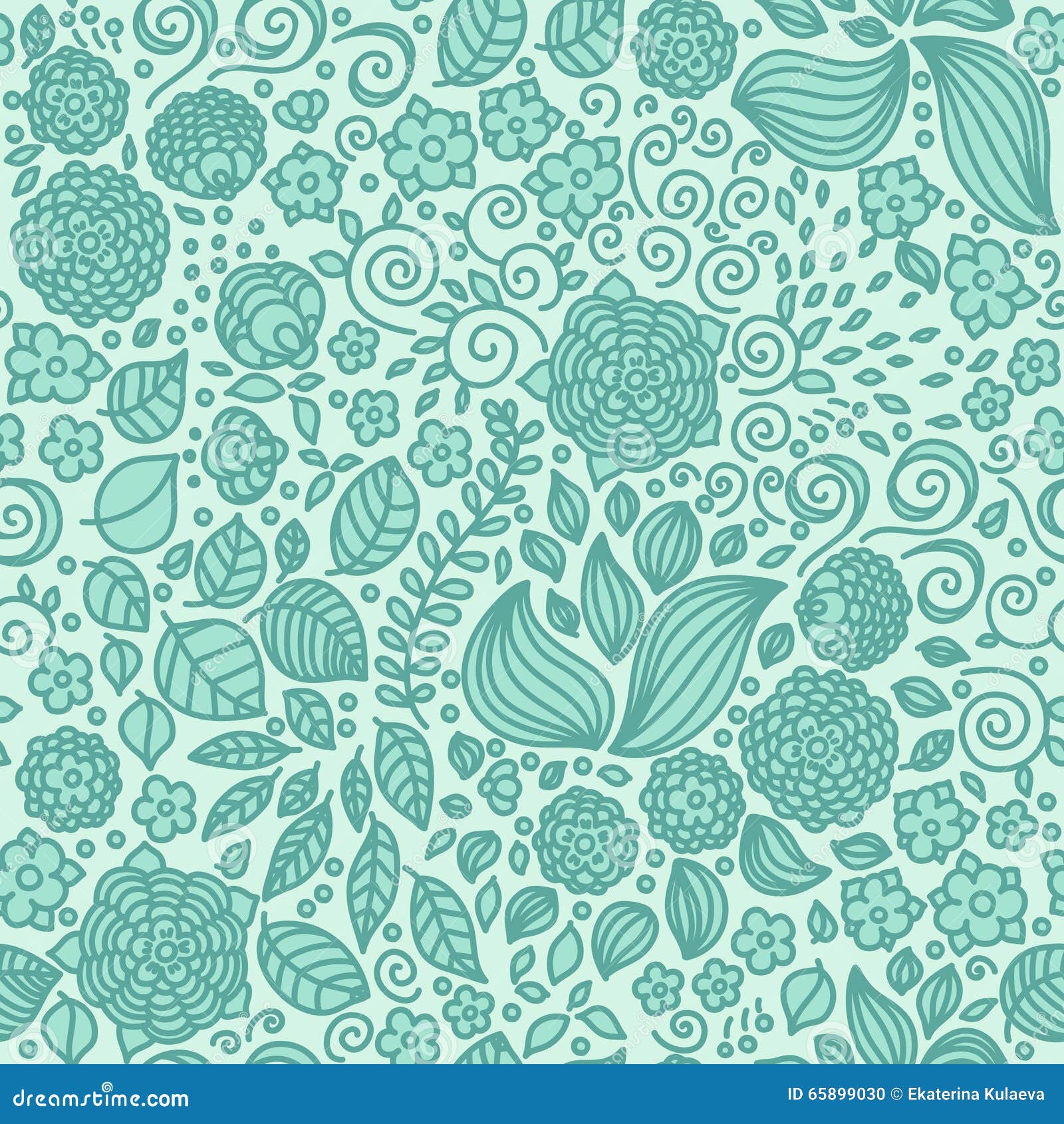 Floral Doodle Wallpaper Seamless Pattern. Stock Vector Illustration