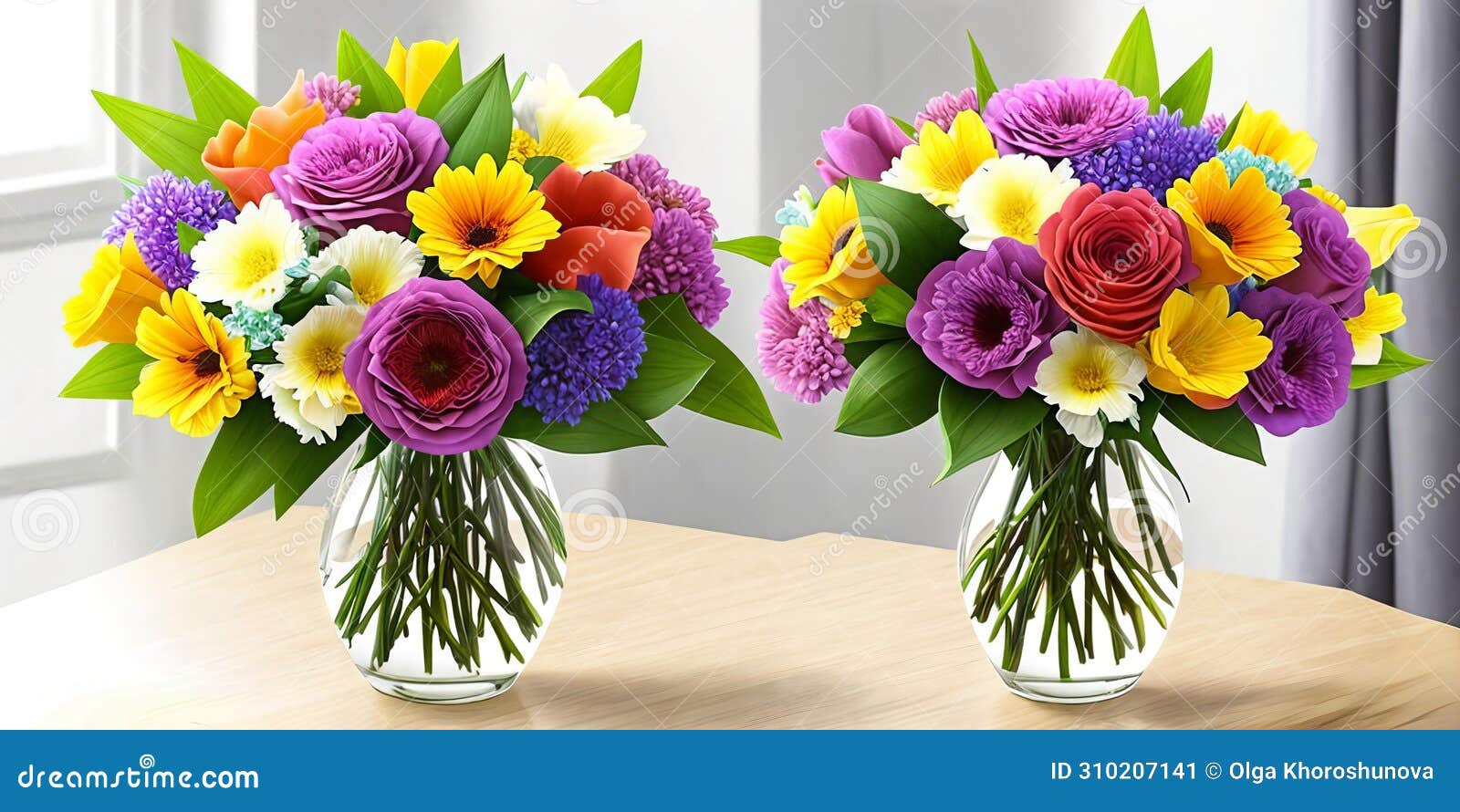 floral elegance. a vibrant bouquet of spring flowers arranged in a stylish vase