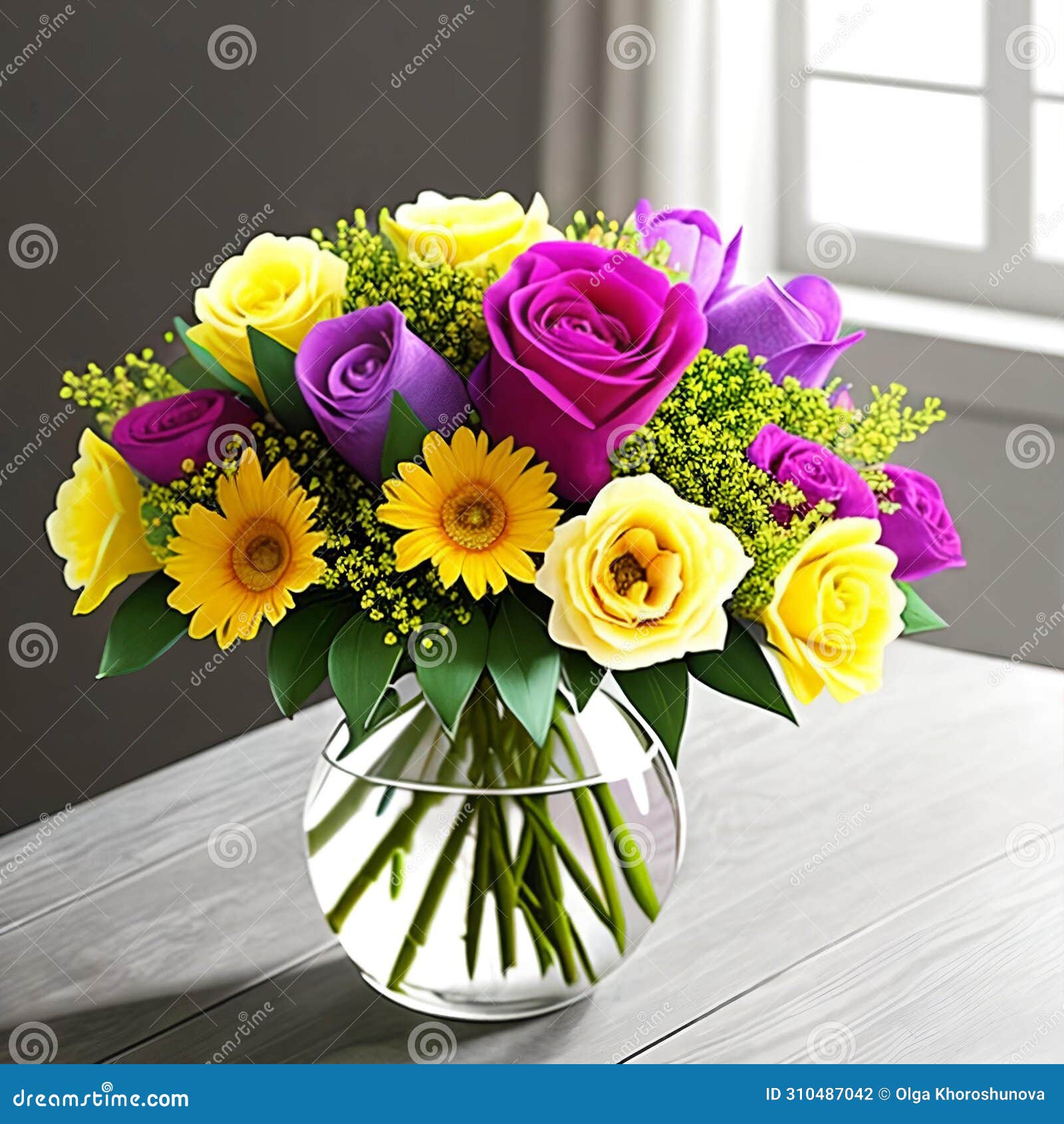 floral elegance. a vibrant bouquet of spring flowers arranged in a stylish vase