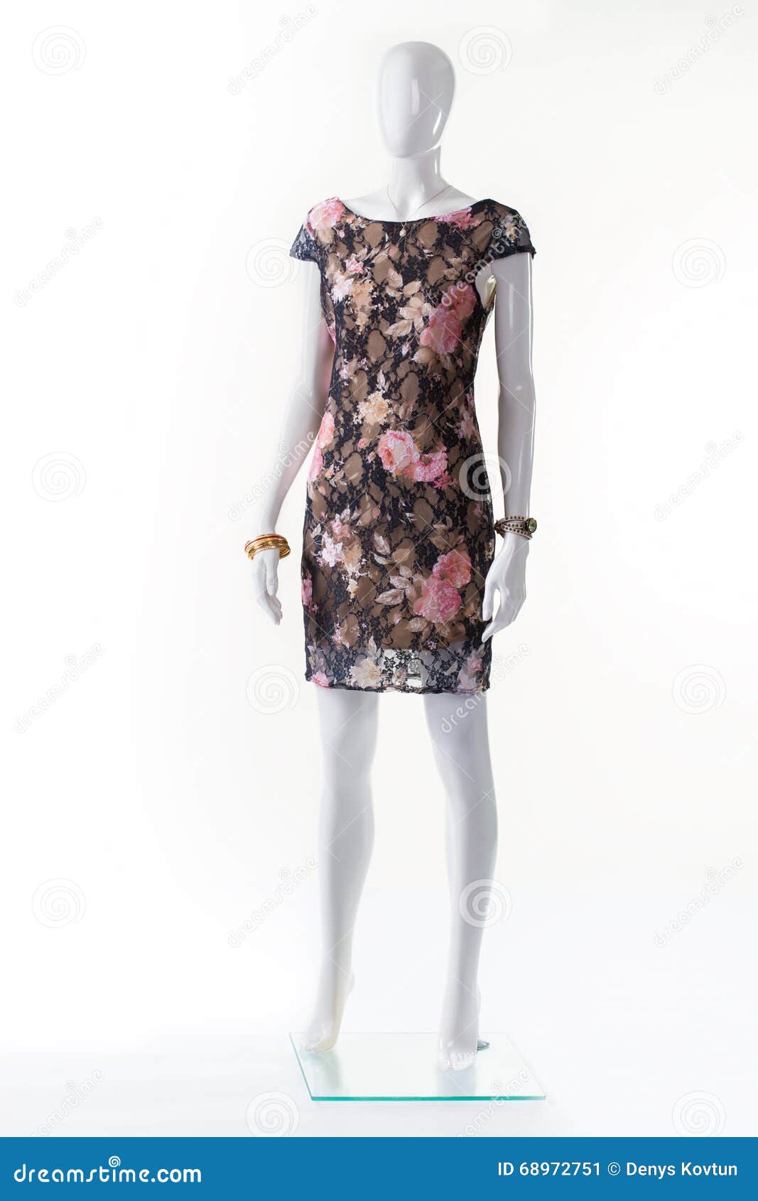 Floral Evening Dress on Mannequin. Stock Image - Image of bracelet ...