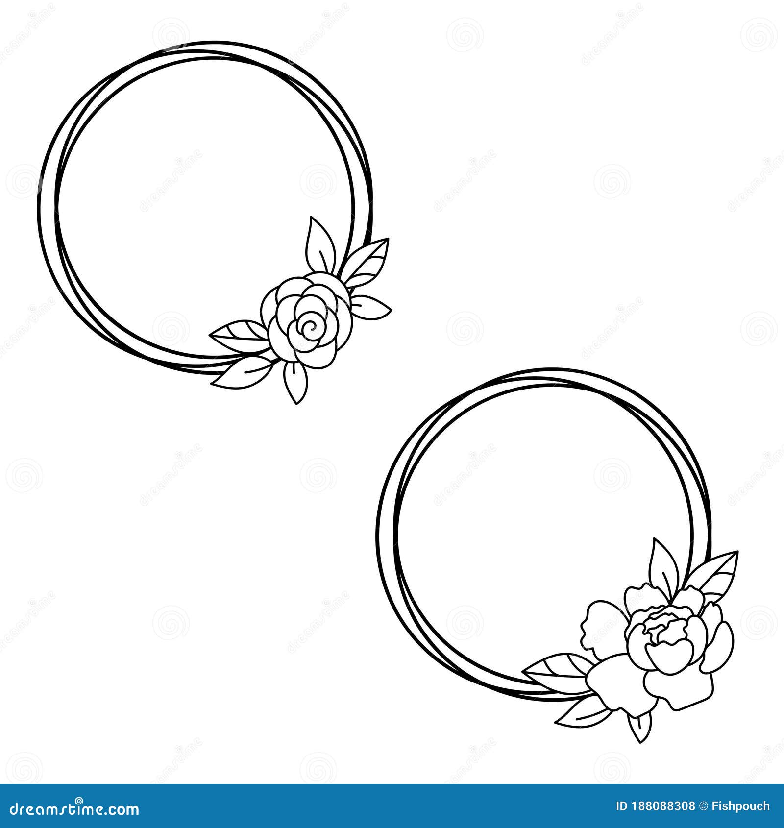 Floral Wreath Svg Rose Monogram Flower Svg Simple Frame 