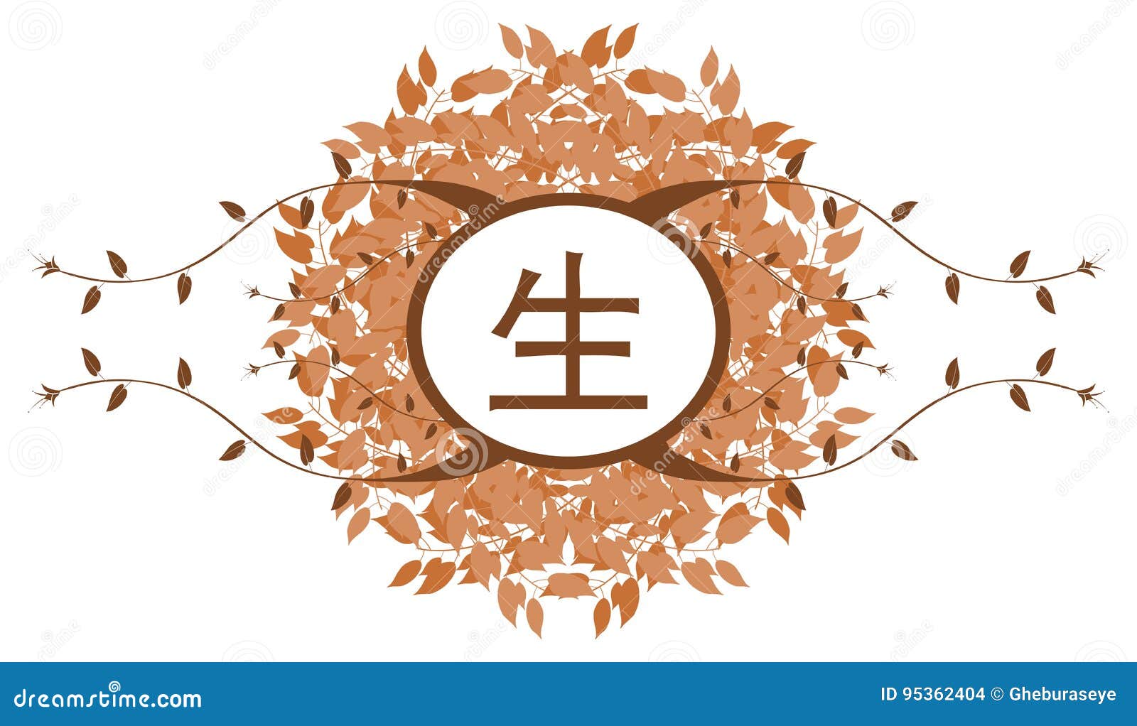 floral frame with ideogram of natural 