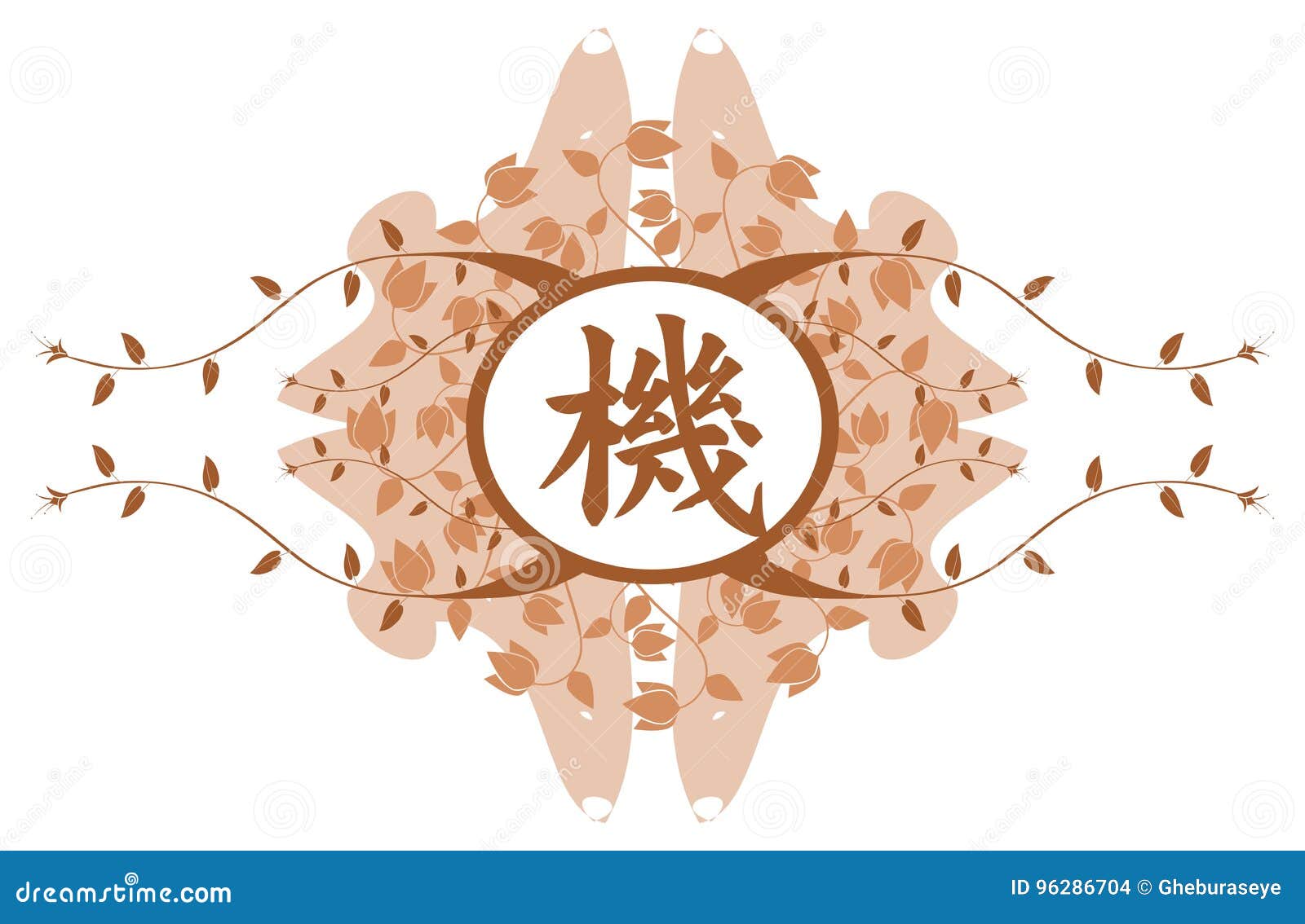 floral frame with ideogram of secret