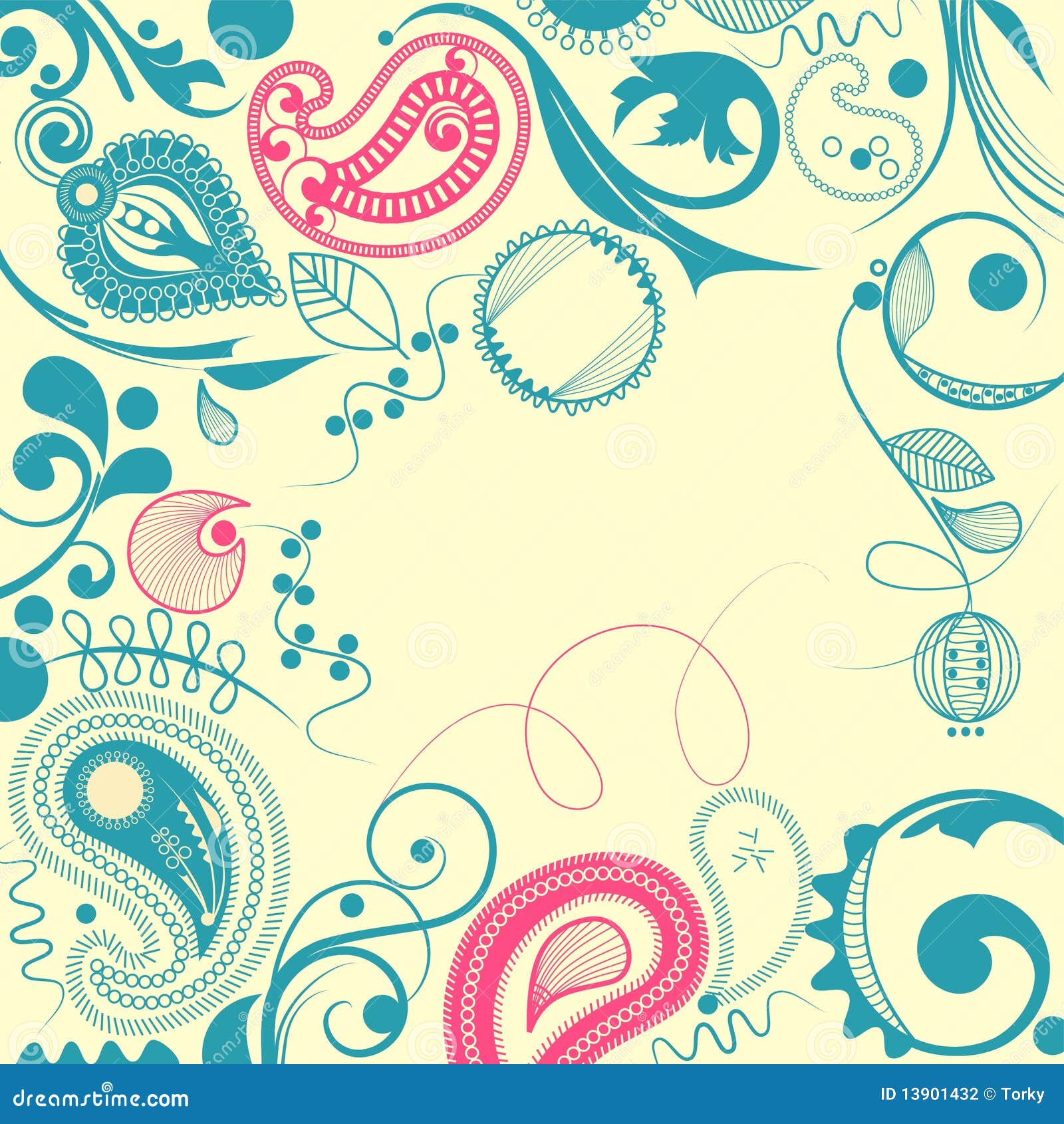 Floral Frame With Paisley Motif Stock Vector Floral Frame With Paisley Motif Stock Vector