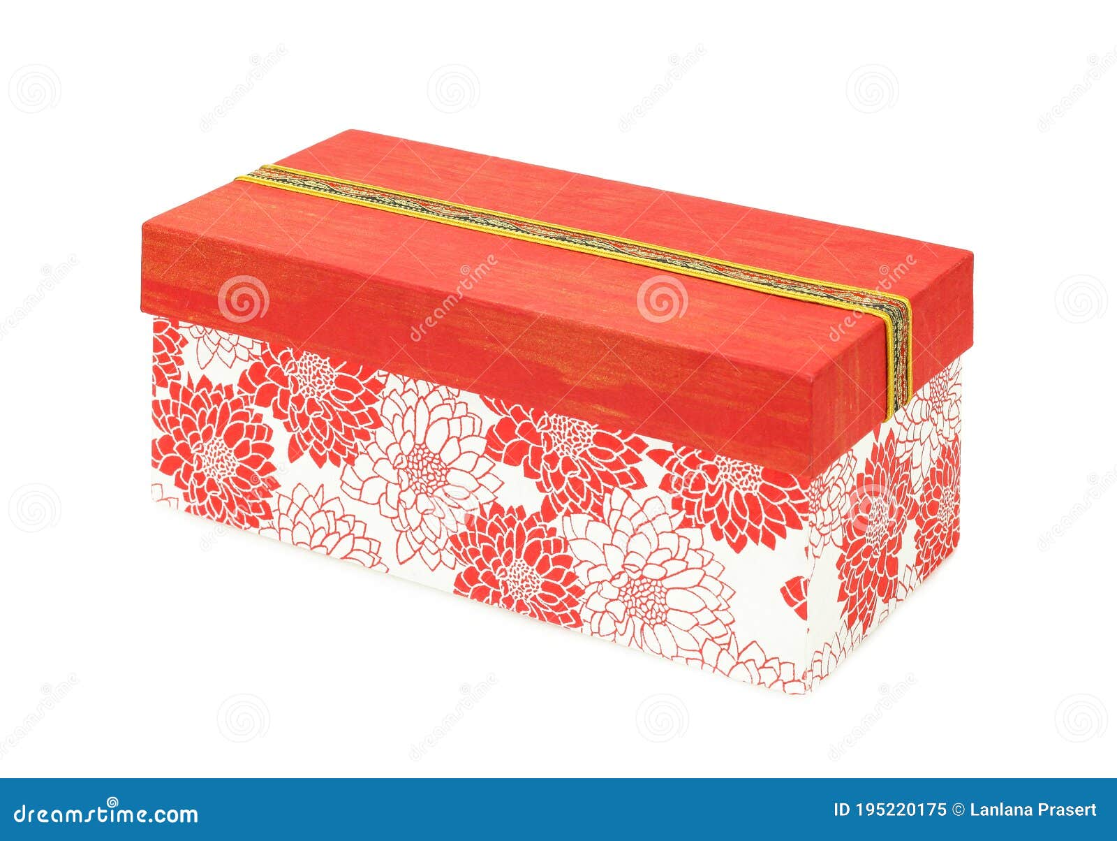 Floral Gift Box Japanese Style Isolated on White Background Stock Image