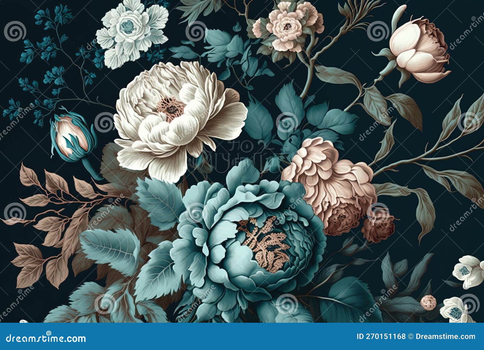 Vintage Botanical Beauty, Floral Group Wallpaper, and Print Background