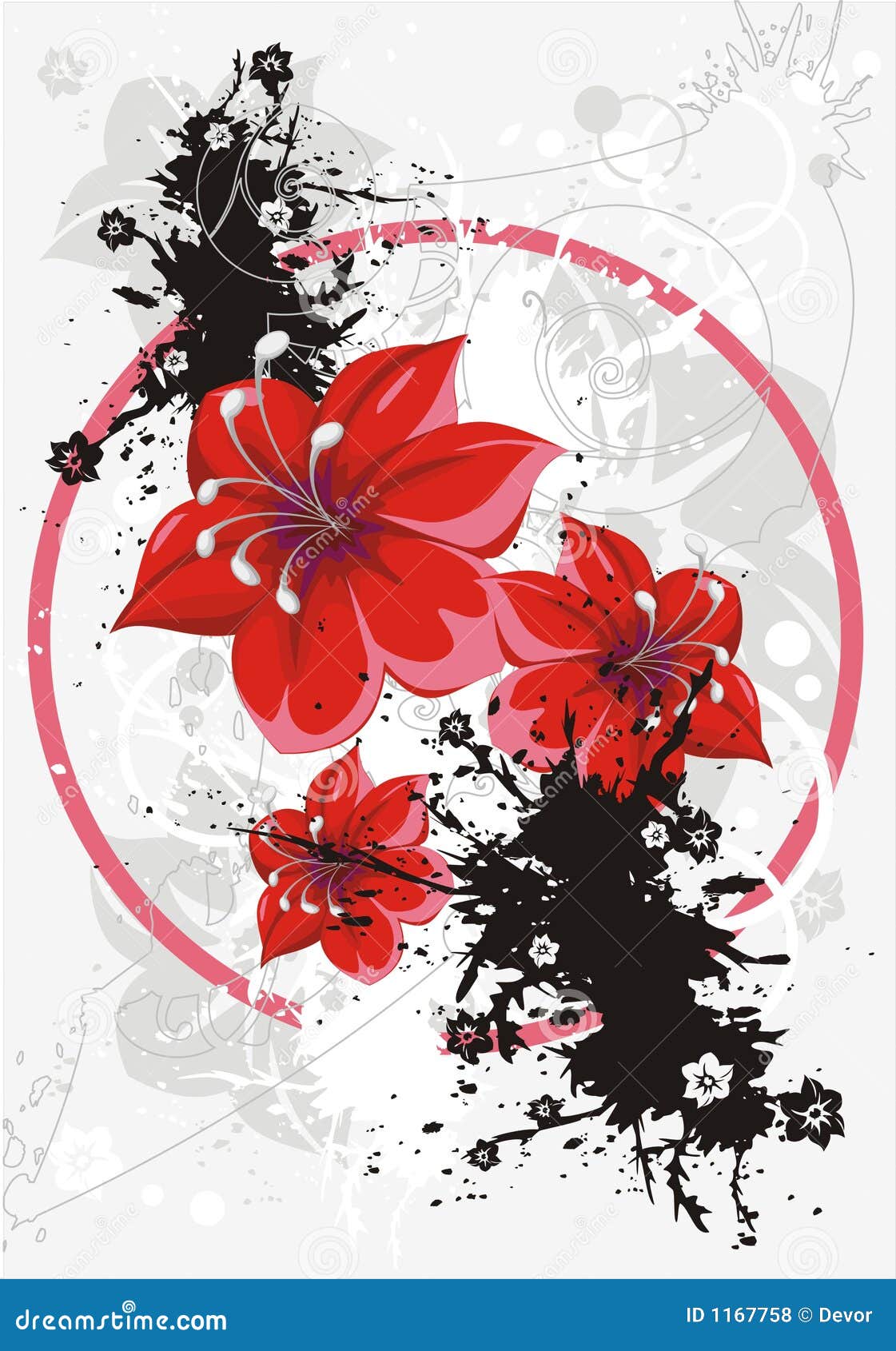 Floral Grunge Vector Background Stock Vector - Illustration of blot ...