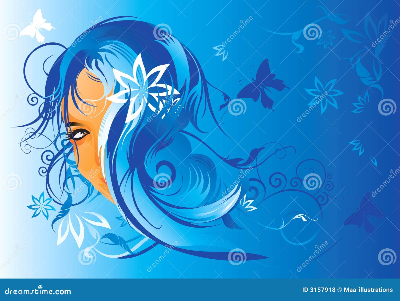 Floral hair stock illustration. Illustration of curve 3157918