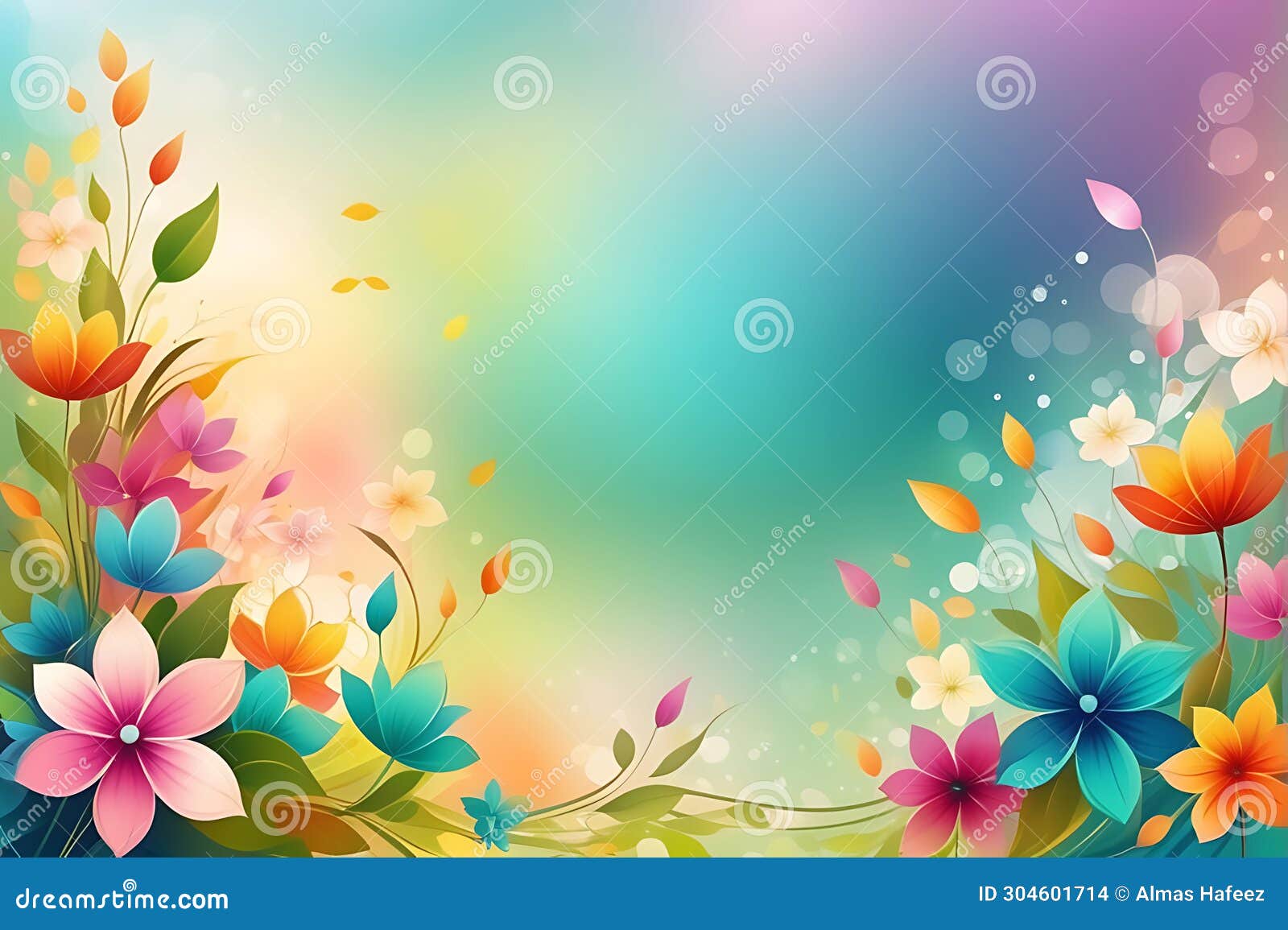 Floral Harmony Abstract Background with an Array of Flowers, Blending