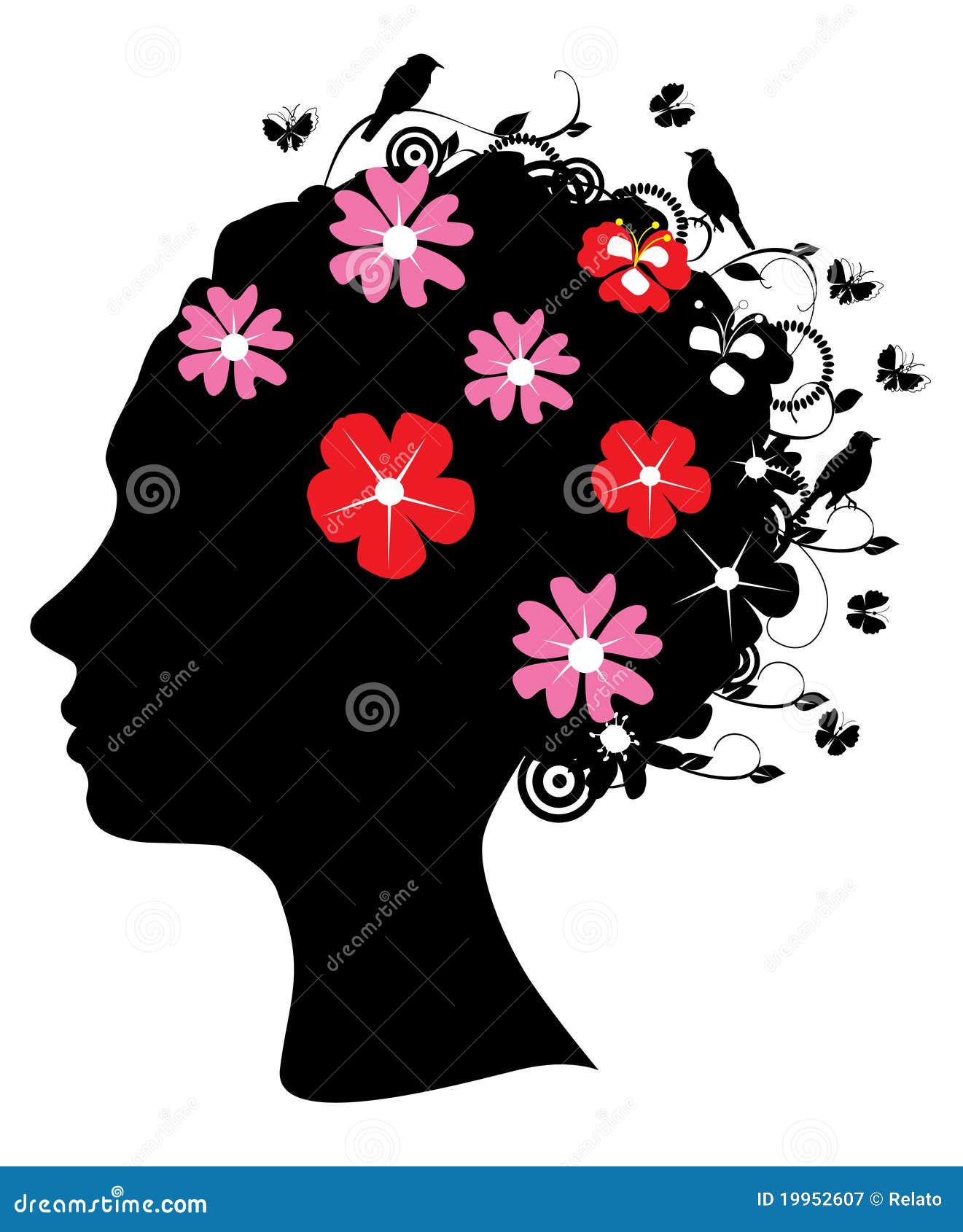 Floral head stock vector. Illustration of graphic, design - 19952607