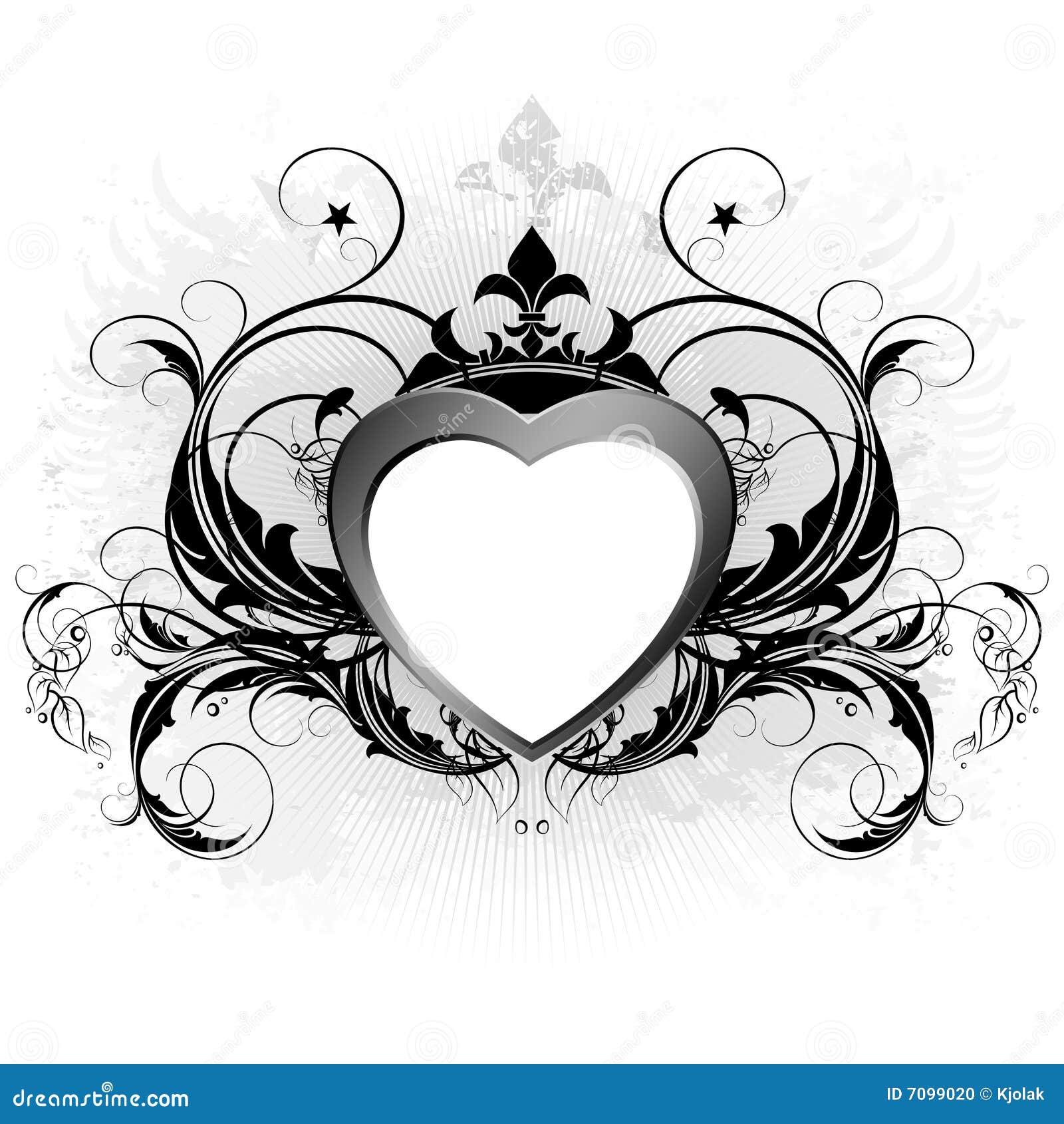 Floral heart stock vector. Illustration of floral, paint - 7099020
