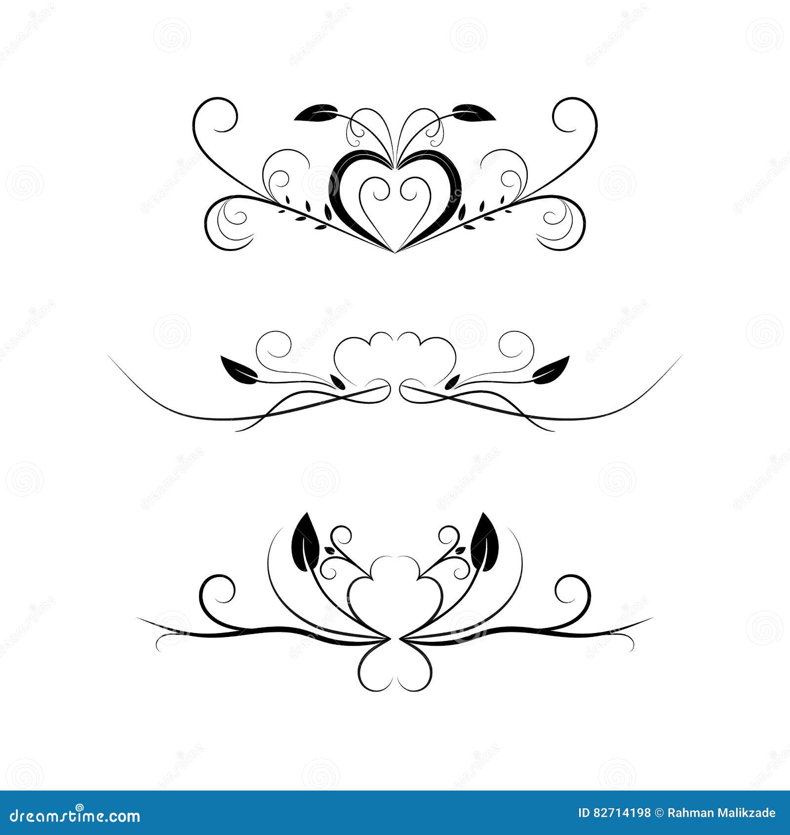 Download Floral heart separator stock vector. Illustration of line ...