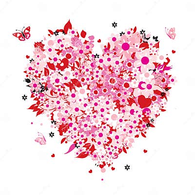 Floral heart shape stock vector. Illustration of love - 6128886