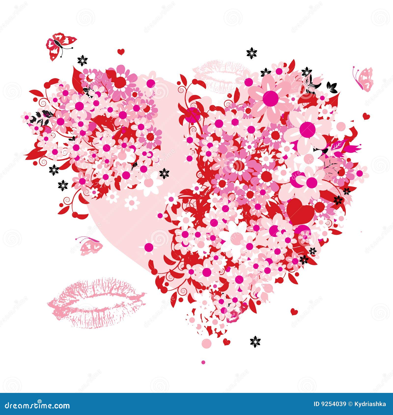 Floral heart shape stock vector. Illustration of blossom - 9254039