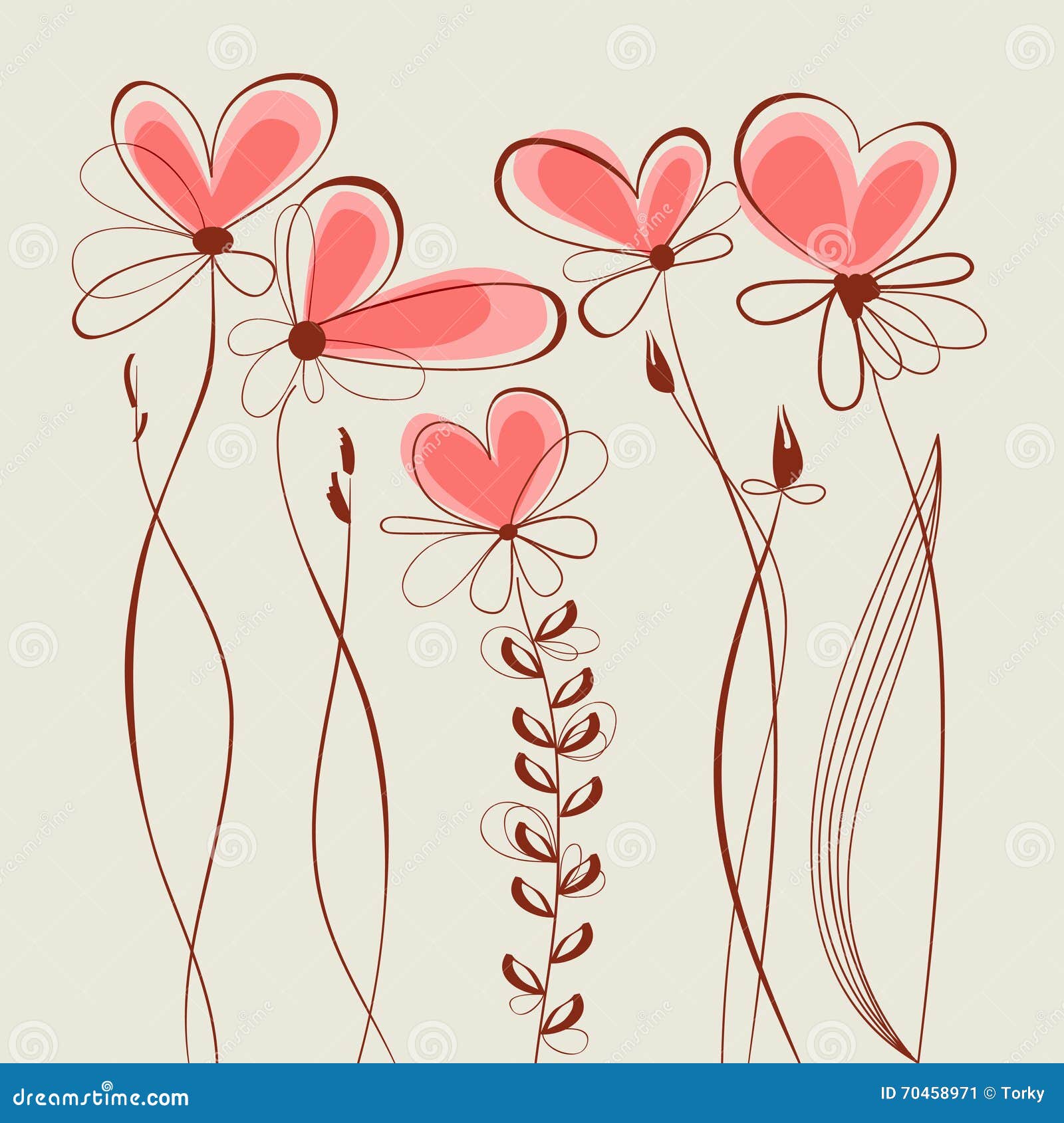 Red Floral Hearts Background RoyaltyFree Stock Photography