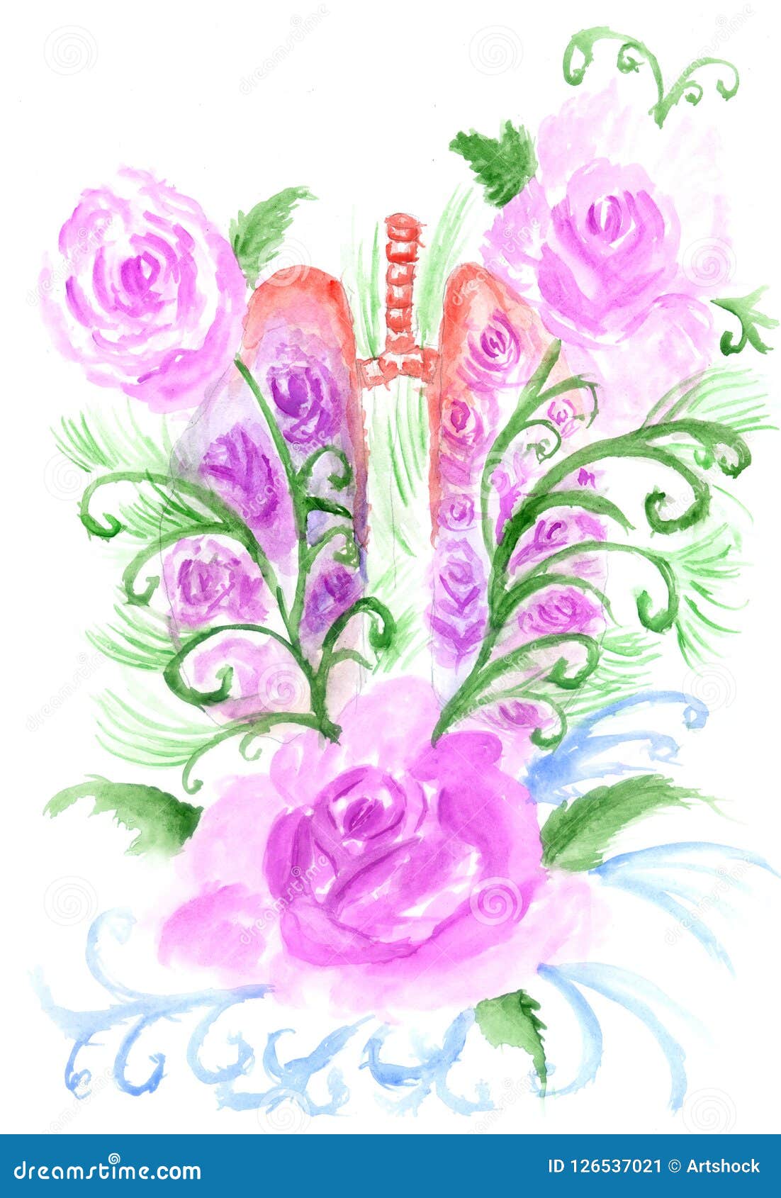 Download Floral human lungs stock illustration. Illustration of ...