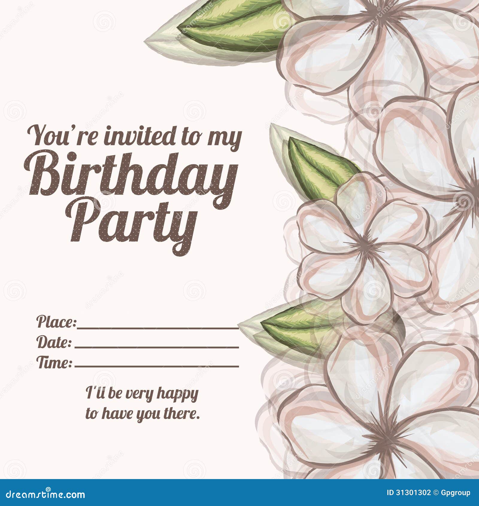 floral invitation birthday