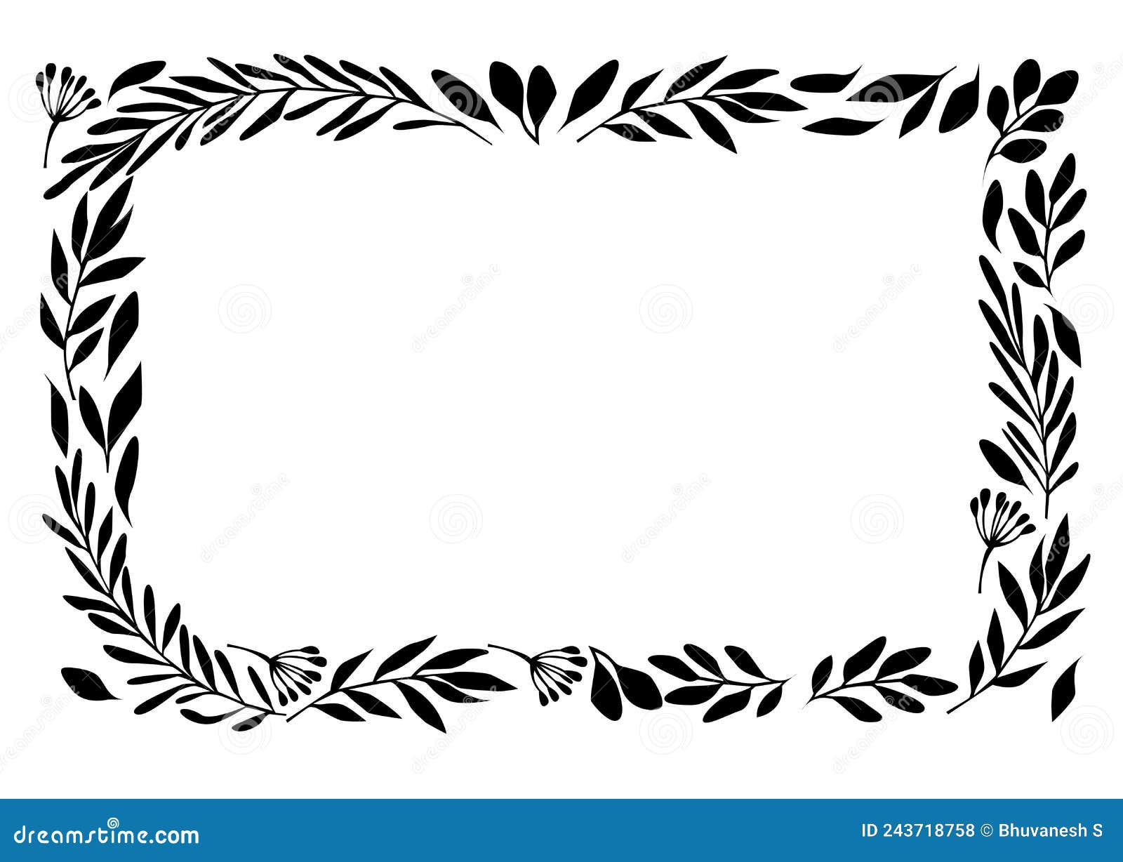Floral Leafy Rectangle Border Design Isolated Stock Vector ...