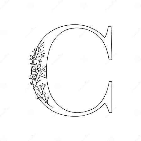 Floral Letter C. Romantic Lettering Design with Flowers Stock ...