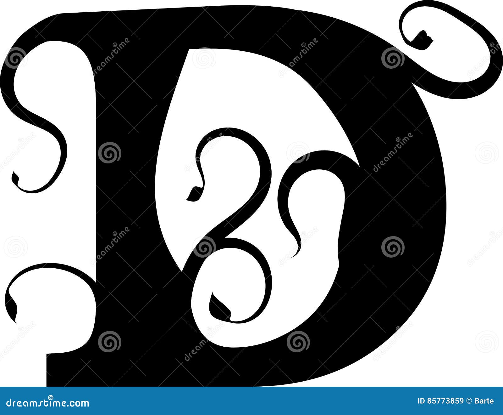 Floral letter D on white stock vector. Illustration of royal - 85773859