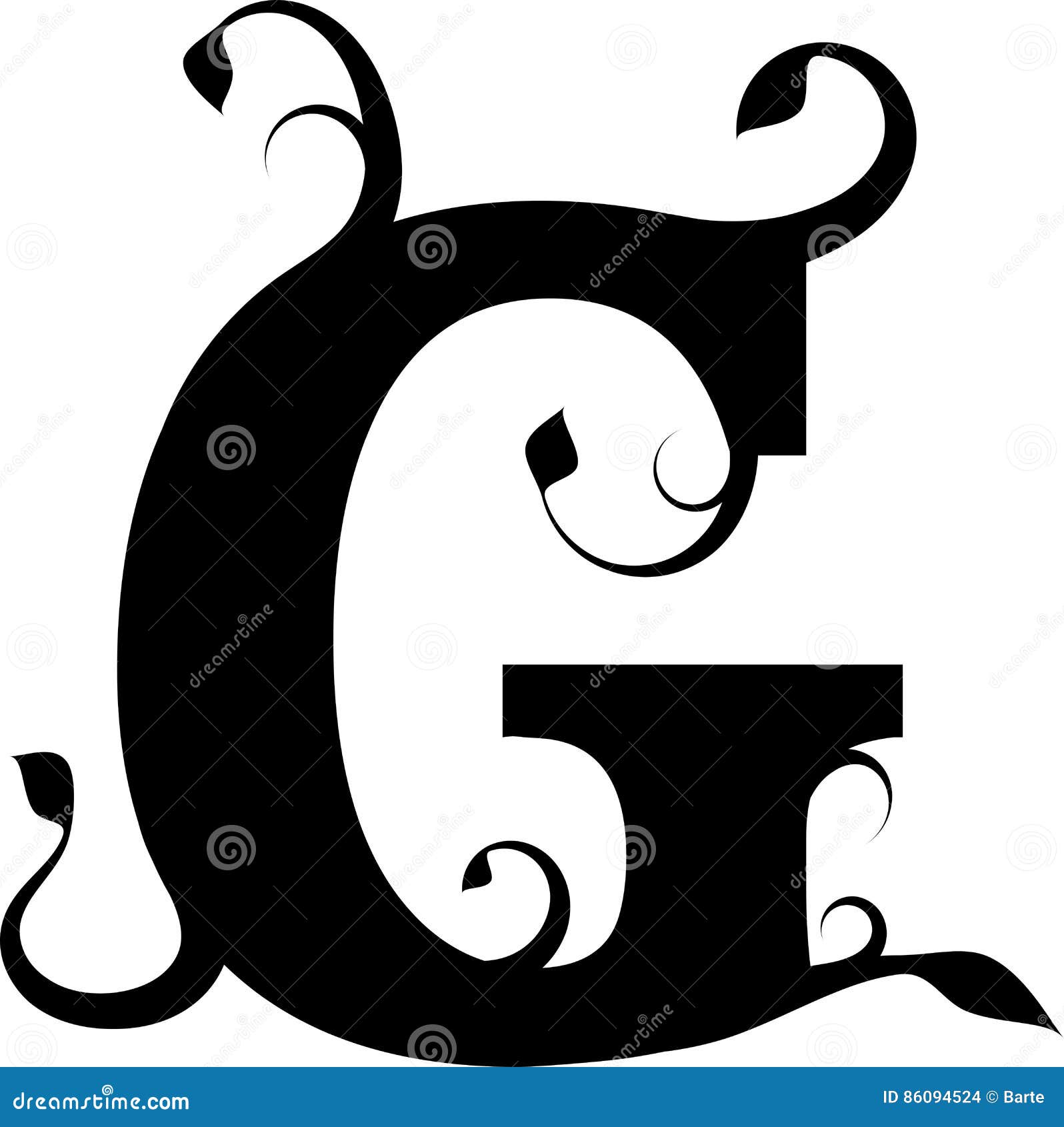 Floral Letter G stock vector. Illustration of graphic - 86094524