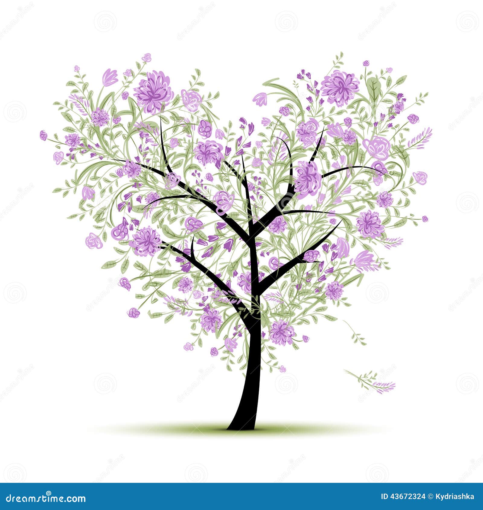 Download Floral Love Tree For Your Design, Heart Shape Stock Vector ...