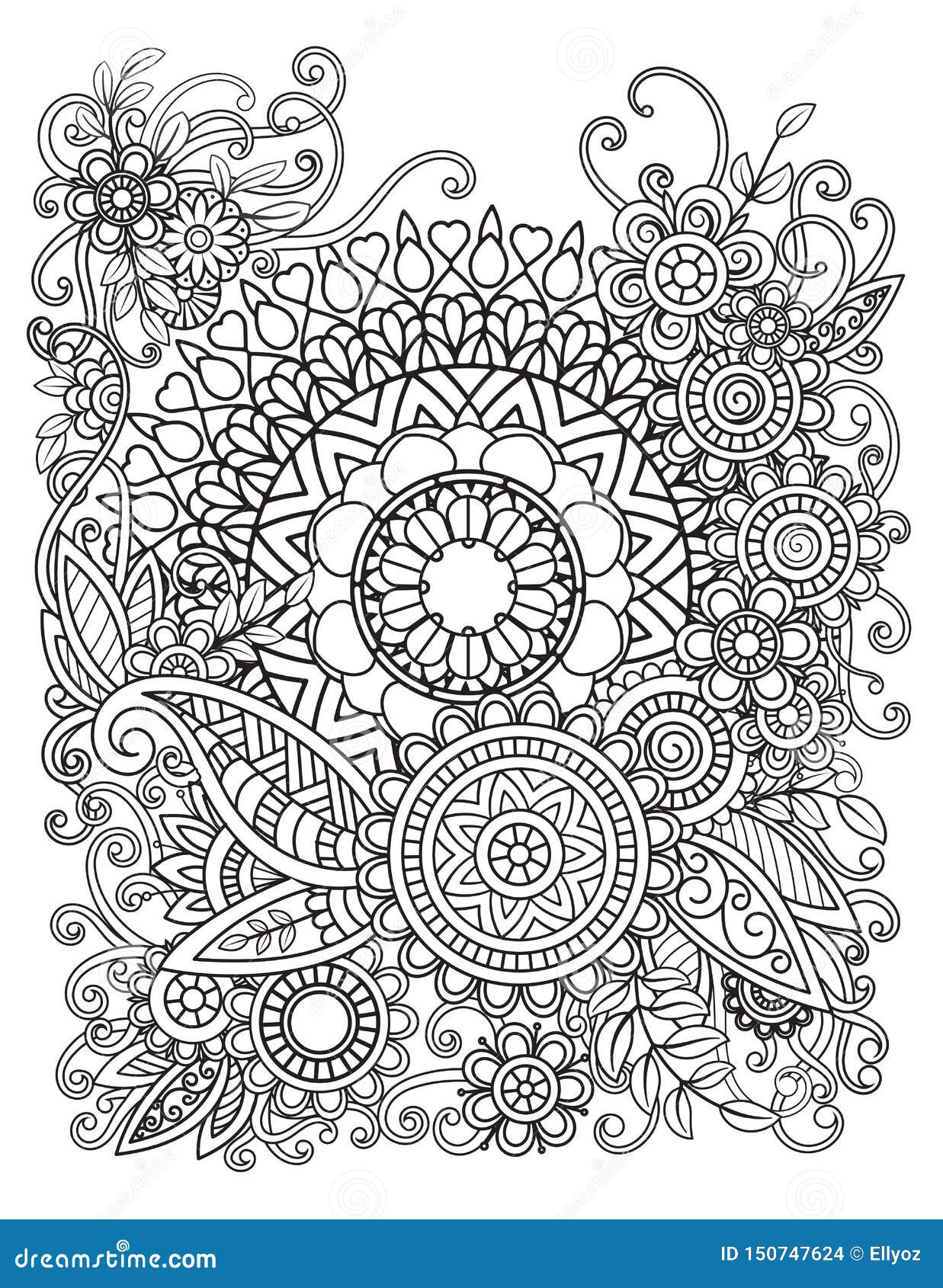 Floral Mandala Pattern stock vector. Illustration of design - 150747624