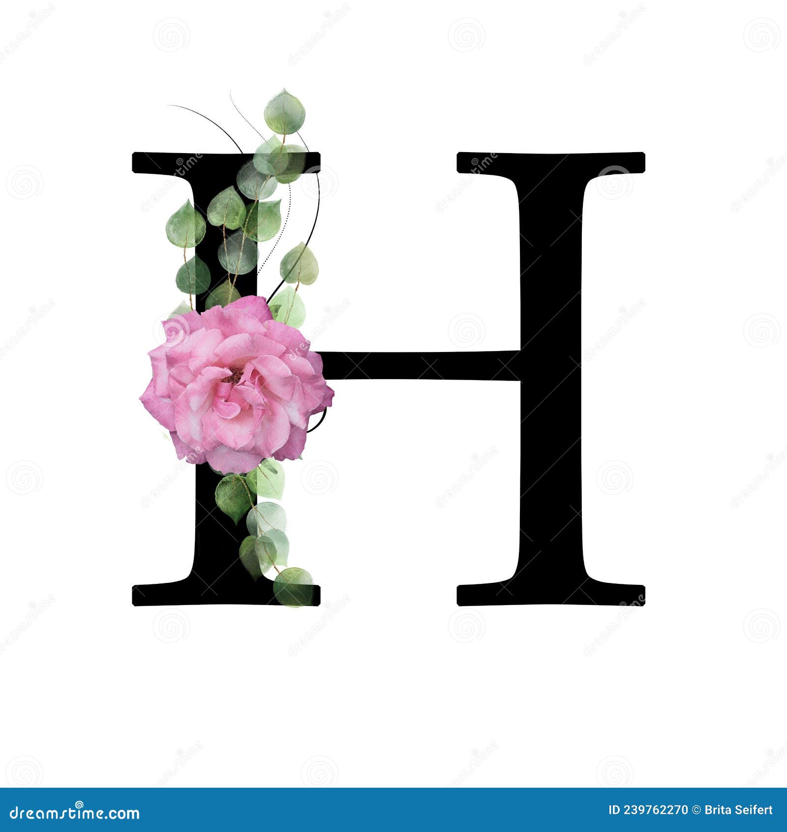 Watercolor Monogram Letter R With Pink Roses | Essential T-Shirt