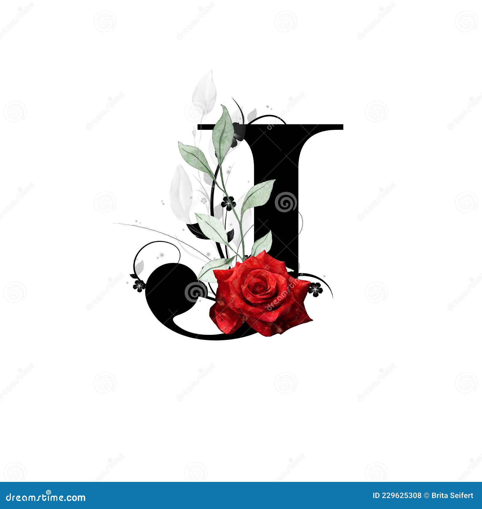 J Logo 1-letter J Monogram. Floral Style Rose. Monogram of a