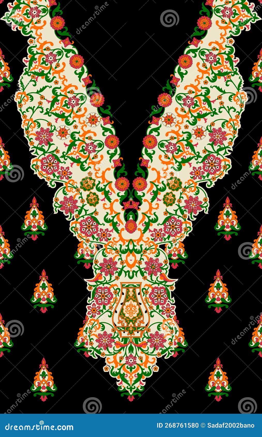Floral Neck Embroidery Design. Vector Illustration Stock Illustration
