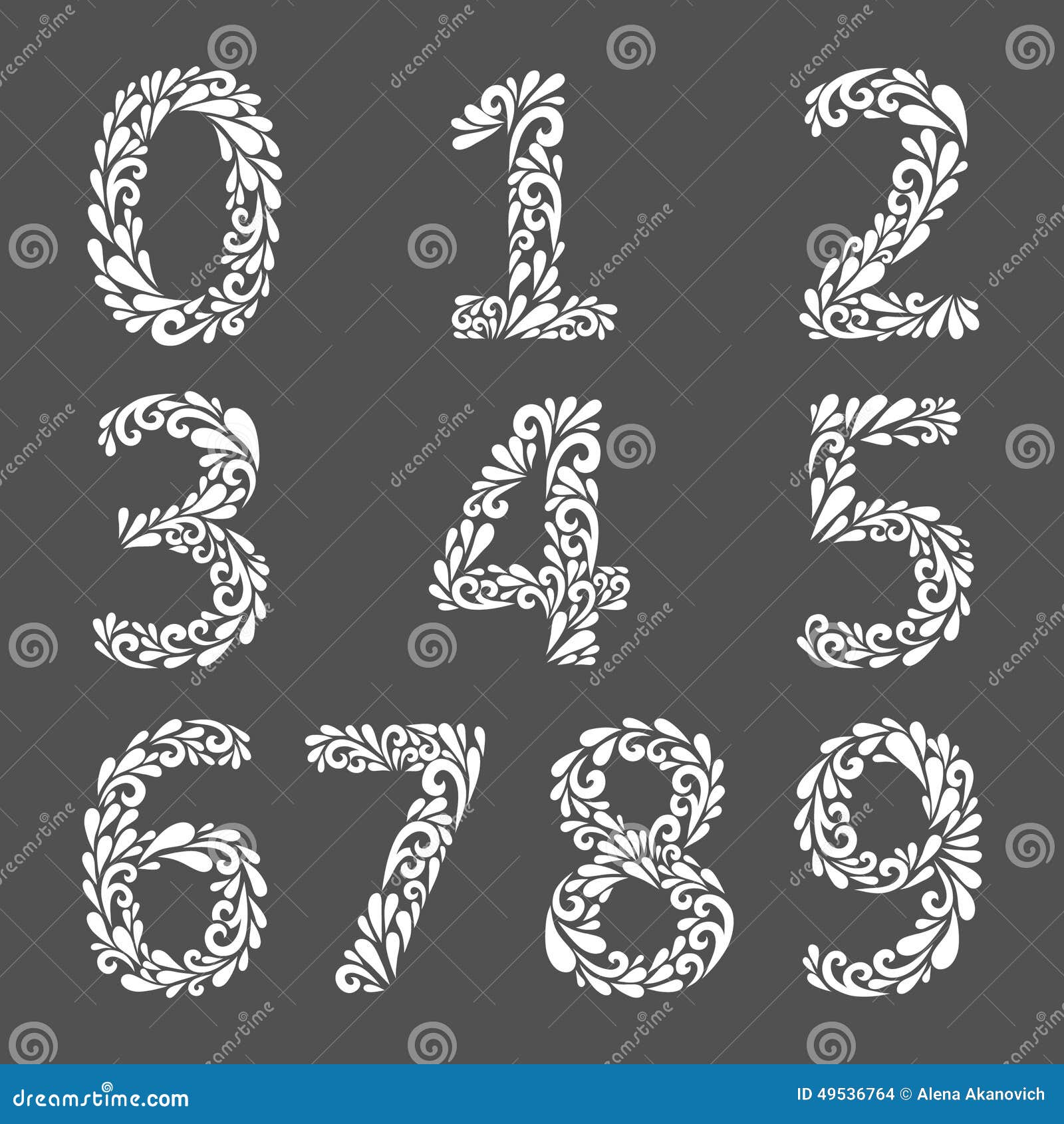Download Floral numbers. stock vector. Illustration of symbol - 49536764